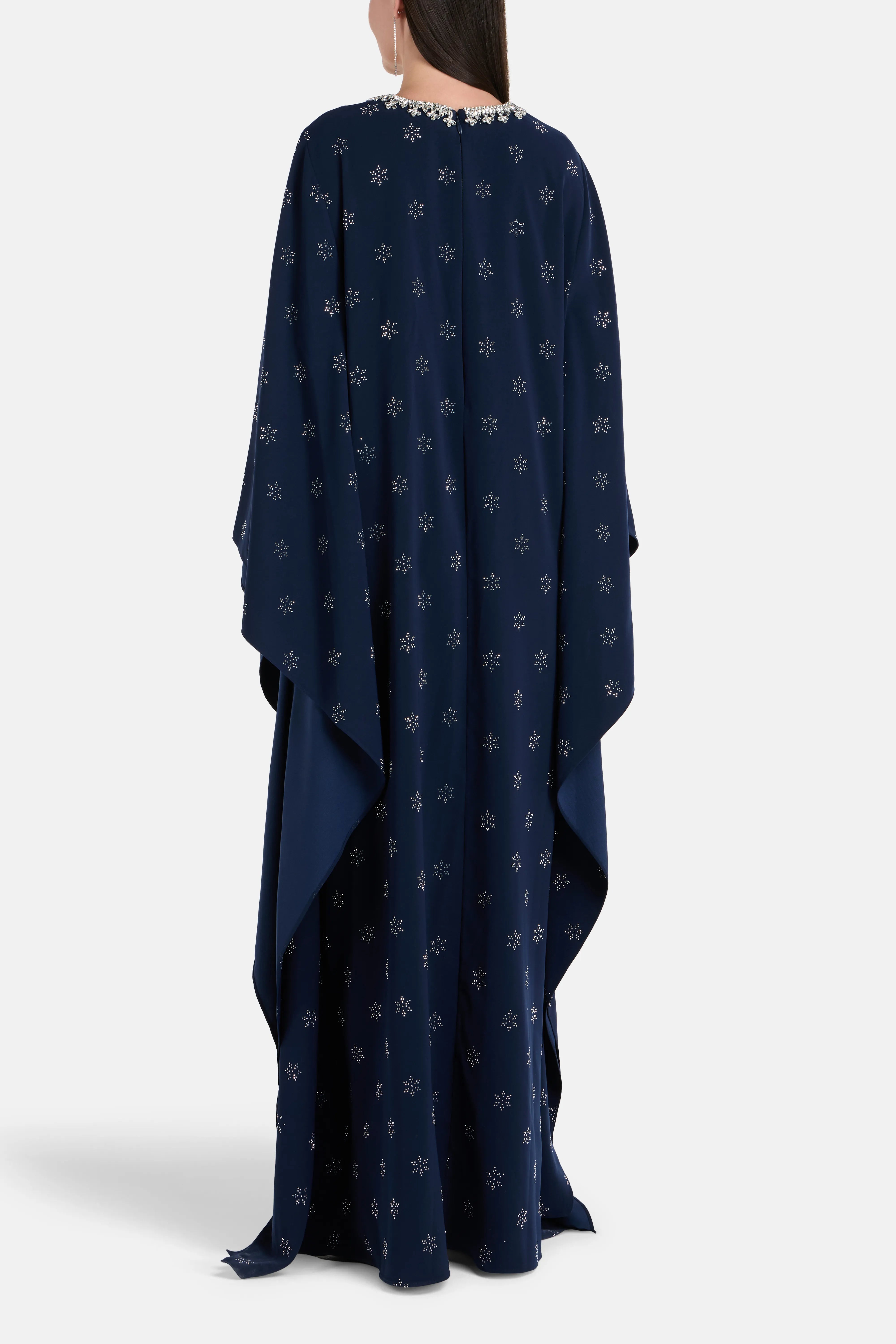 Jumana Long Sleeves Embellished Kaftan in Blue