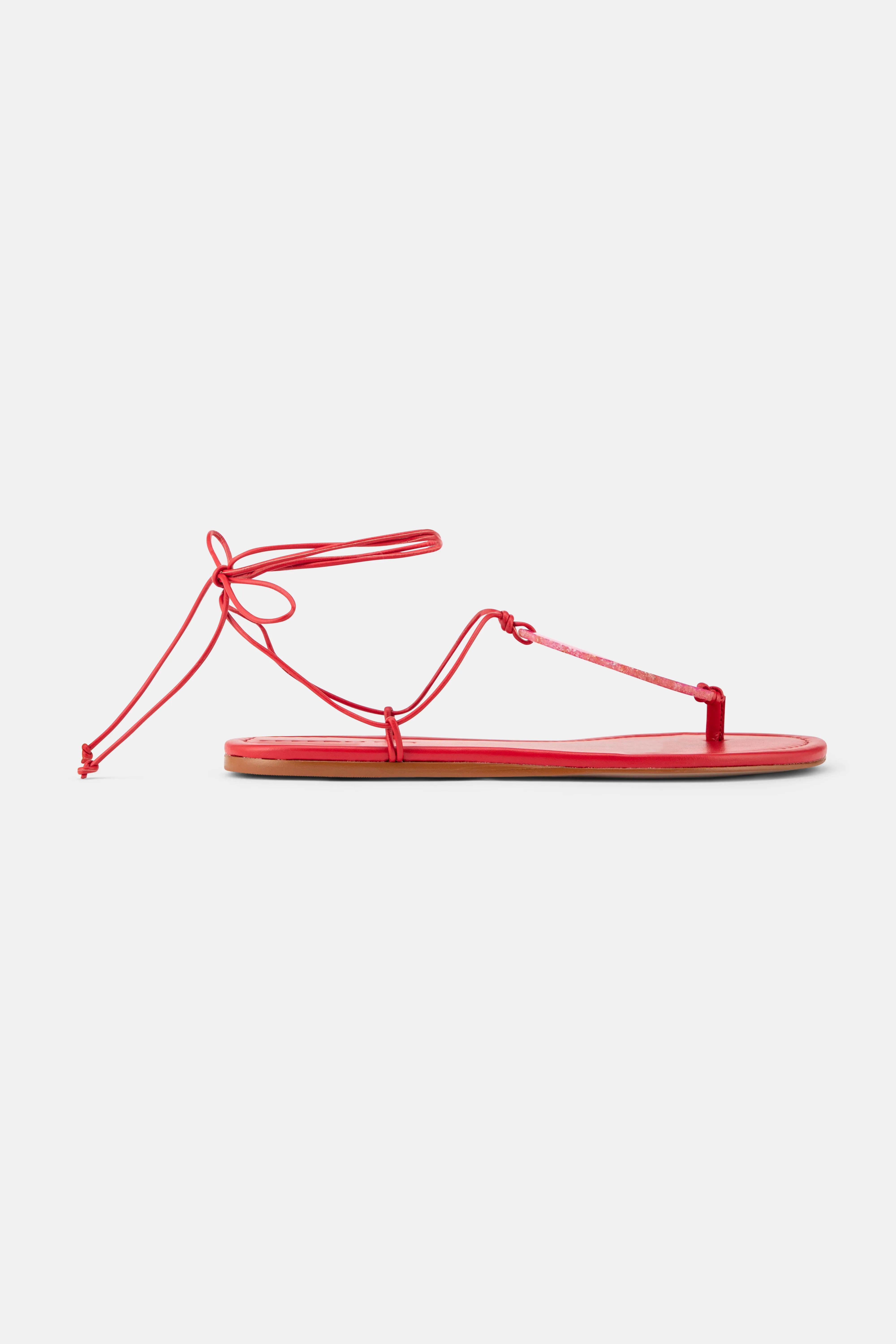 Stone Flat Sandals in Red