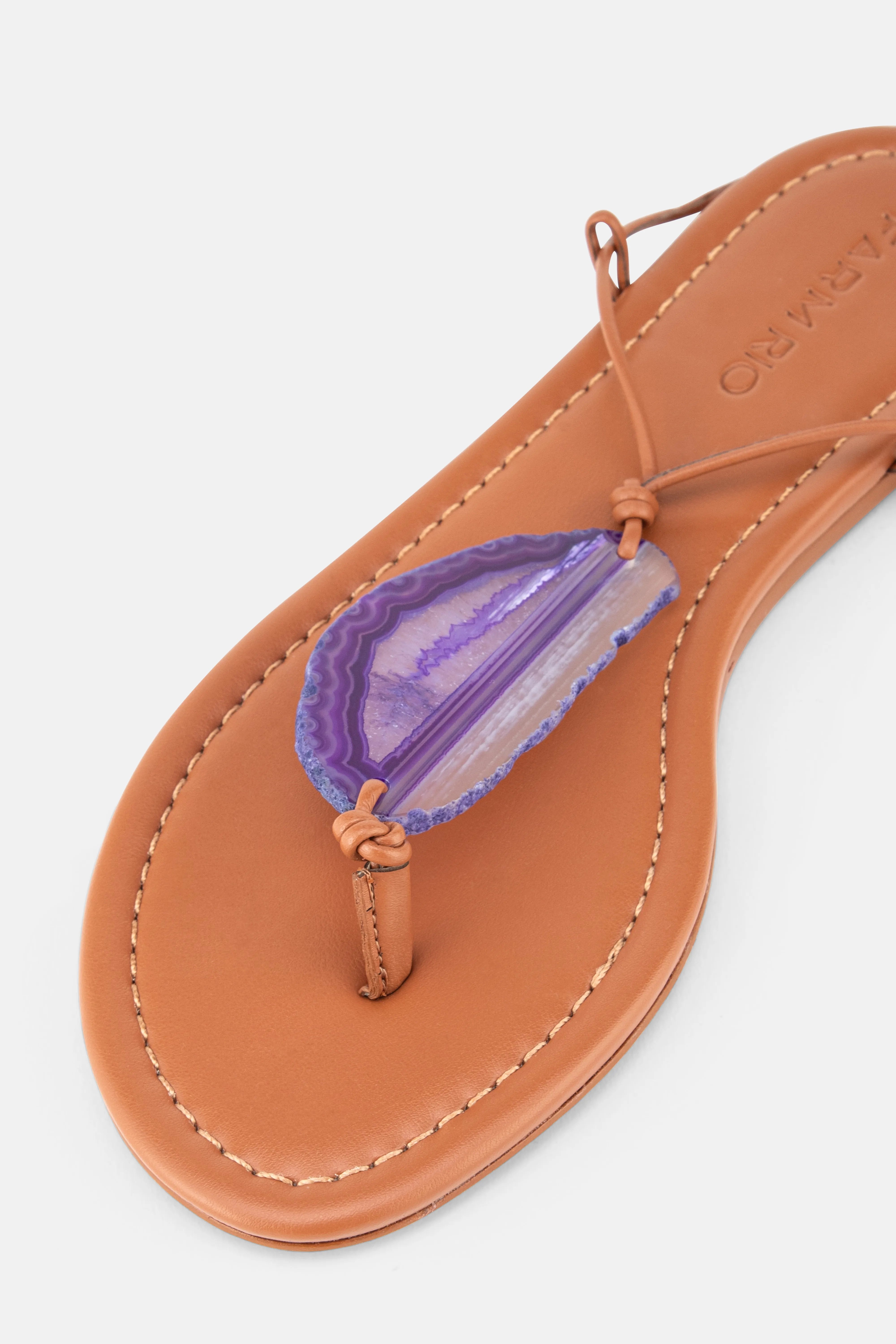 Stone Flat Sandals in Brown