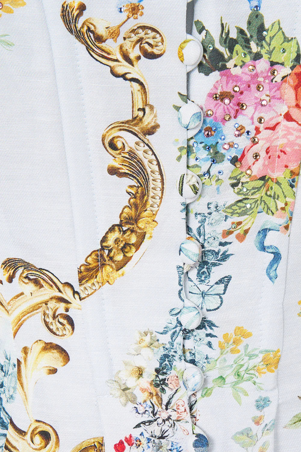 Seville Sweetheart Floral Sleeveless Linen Maxi Dress in White