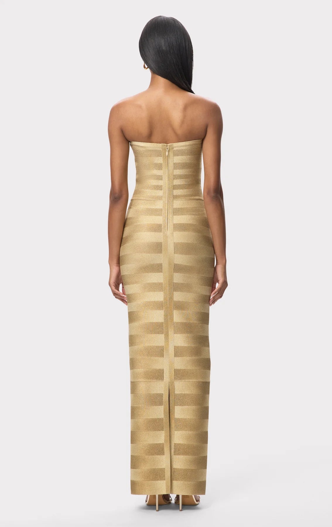 Nia Bandage Knit Maxi Dress in Gold