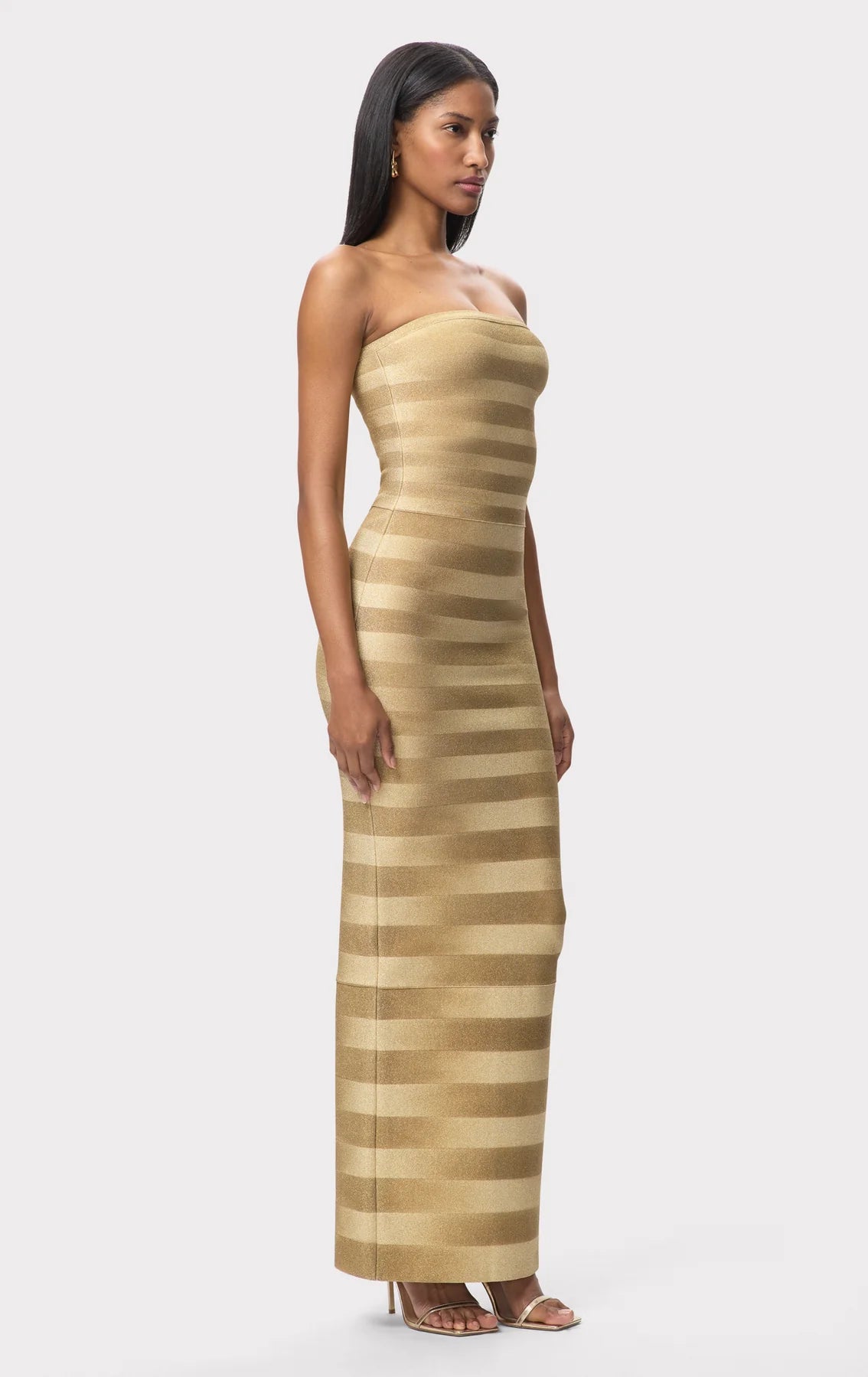 Nia Bandage Knit Maxi Dress in Gold
