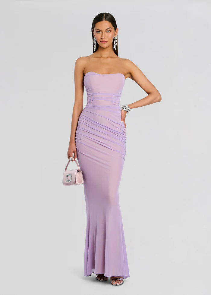 Quintessa Mesh Maxi Dress in Purple