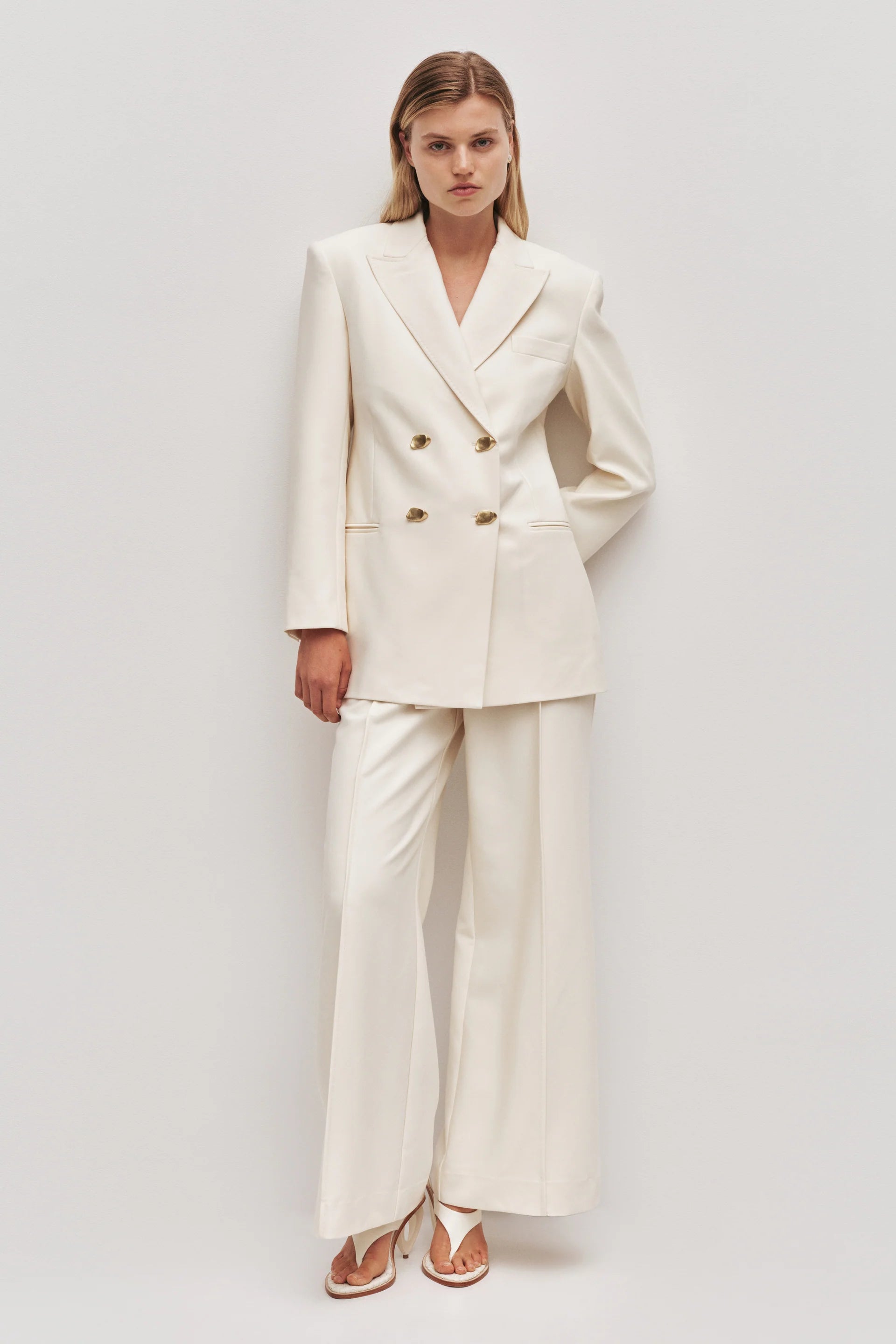 Vortex Double Breasted Blazer in Cream