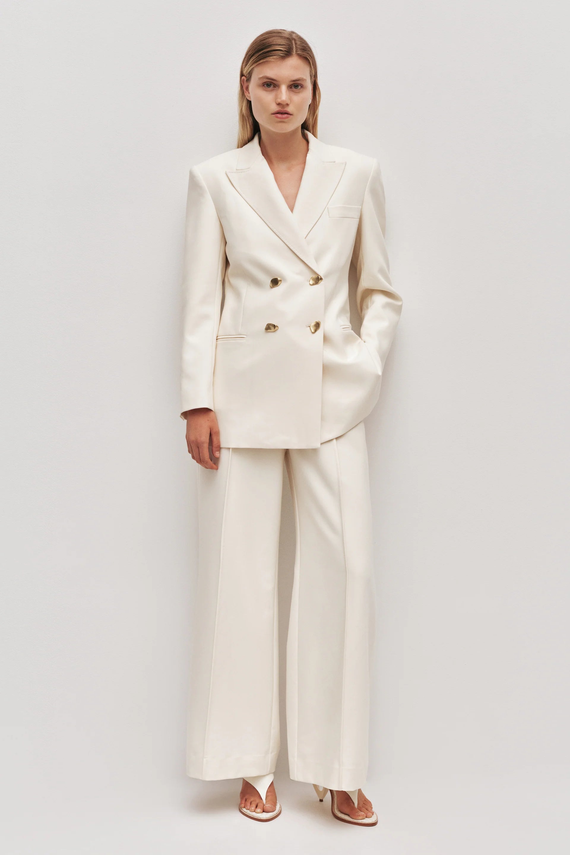 Vortex Wide Legged Trousers in Cream