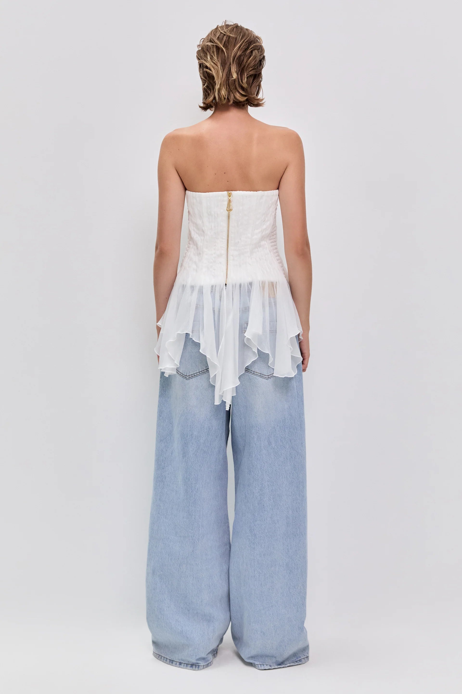 Nisha Bustier Strapless Blouse in White