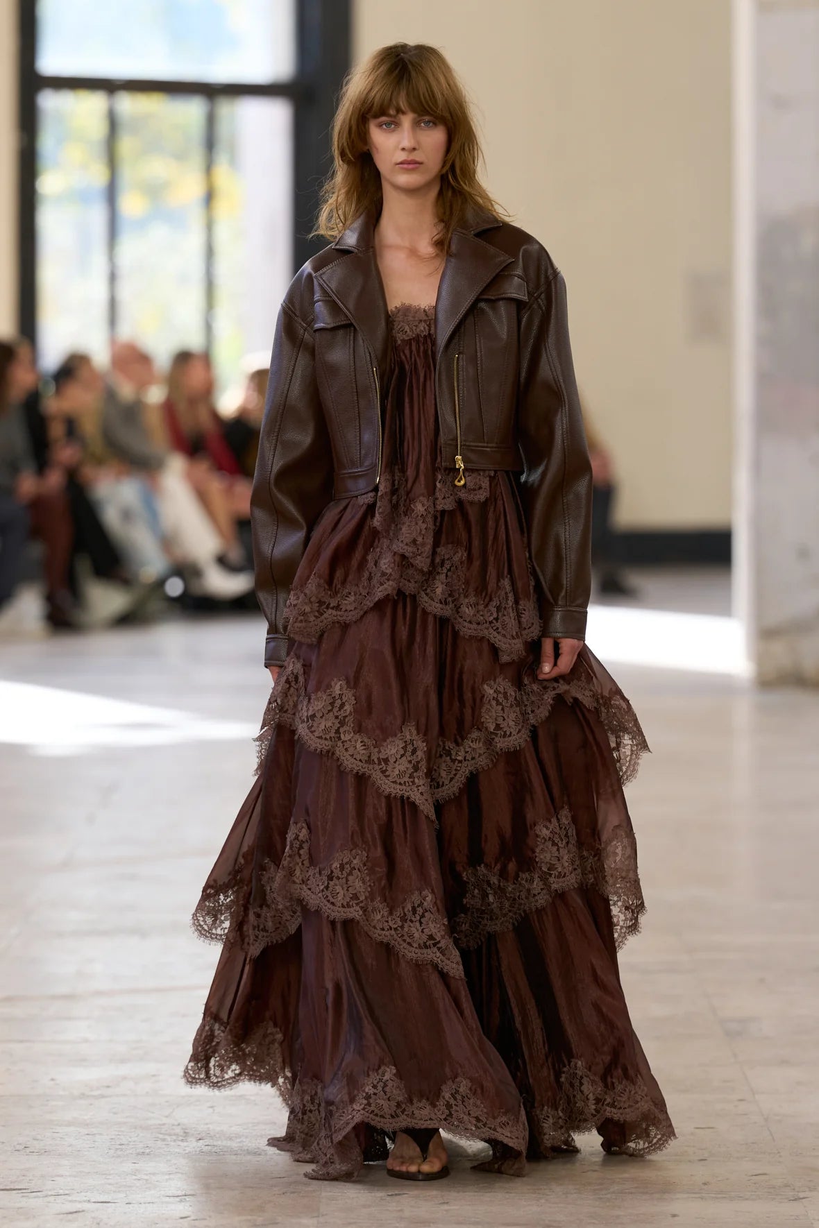 Ophelia Sleeveless Lace Maxi Dress in Brown