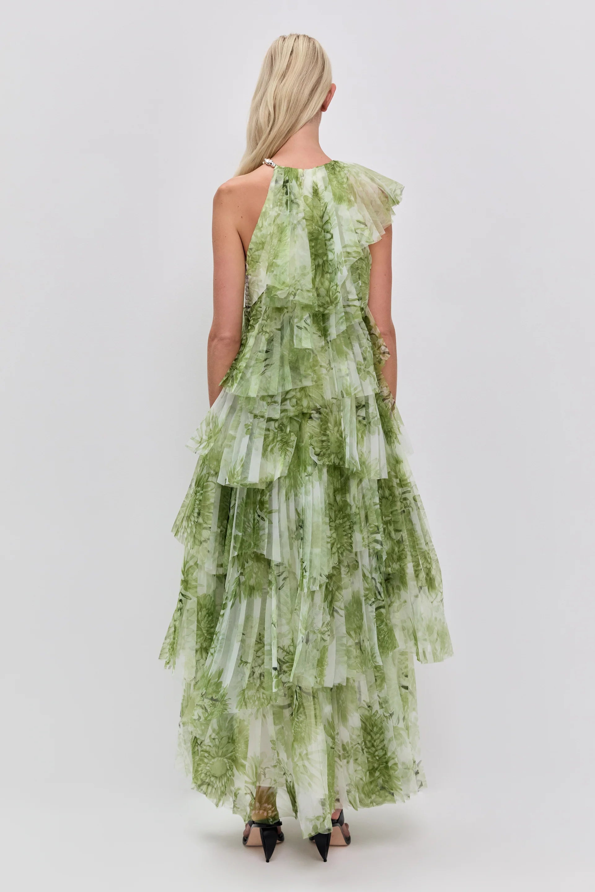 Westlyn Floral Ruffles Sleeveless Maxi Dress in White