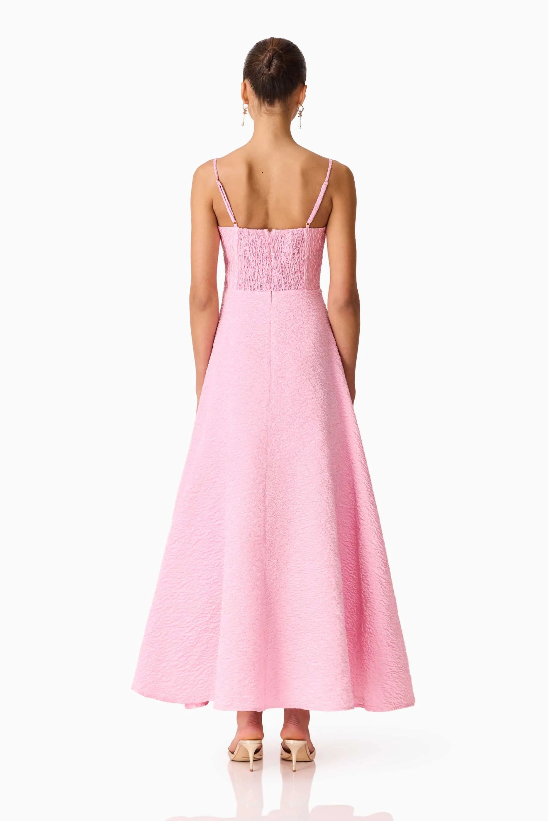 Briallen Jacquard Sleeveless Maxi Dress in Pink