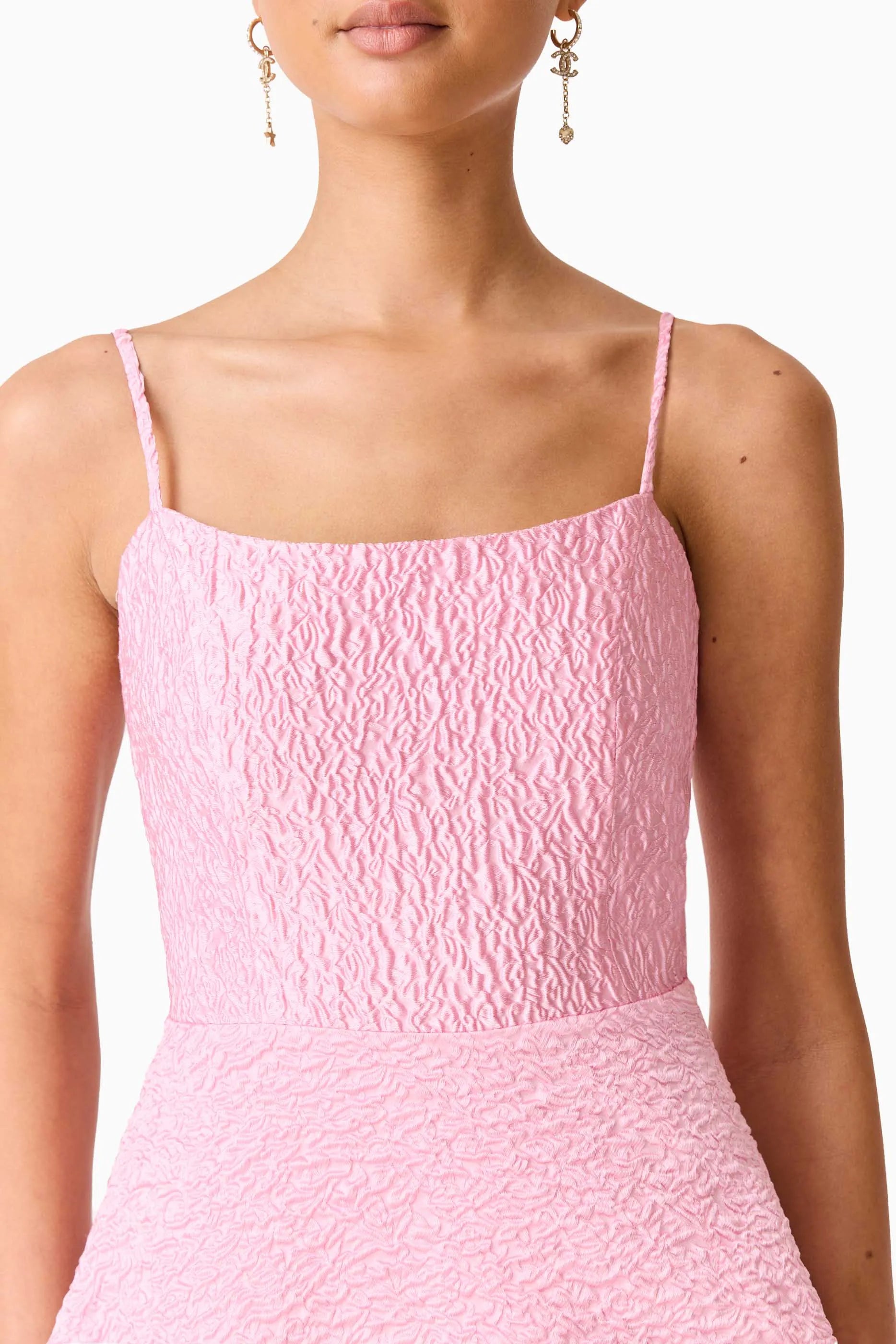 Briallen Jacquard Sleeveless Maxi Dress in Pink