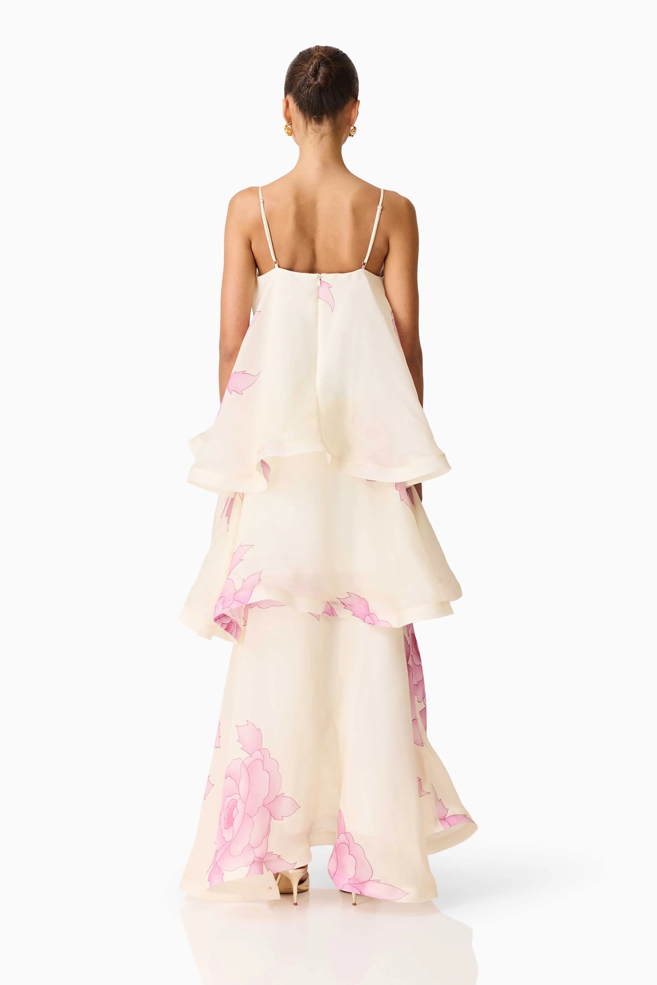 Rova Tiered Floral Maxi Dress in Cream