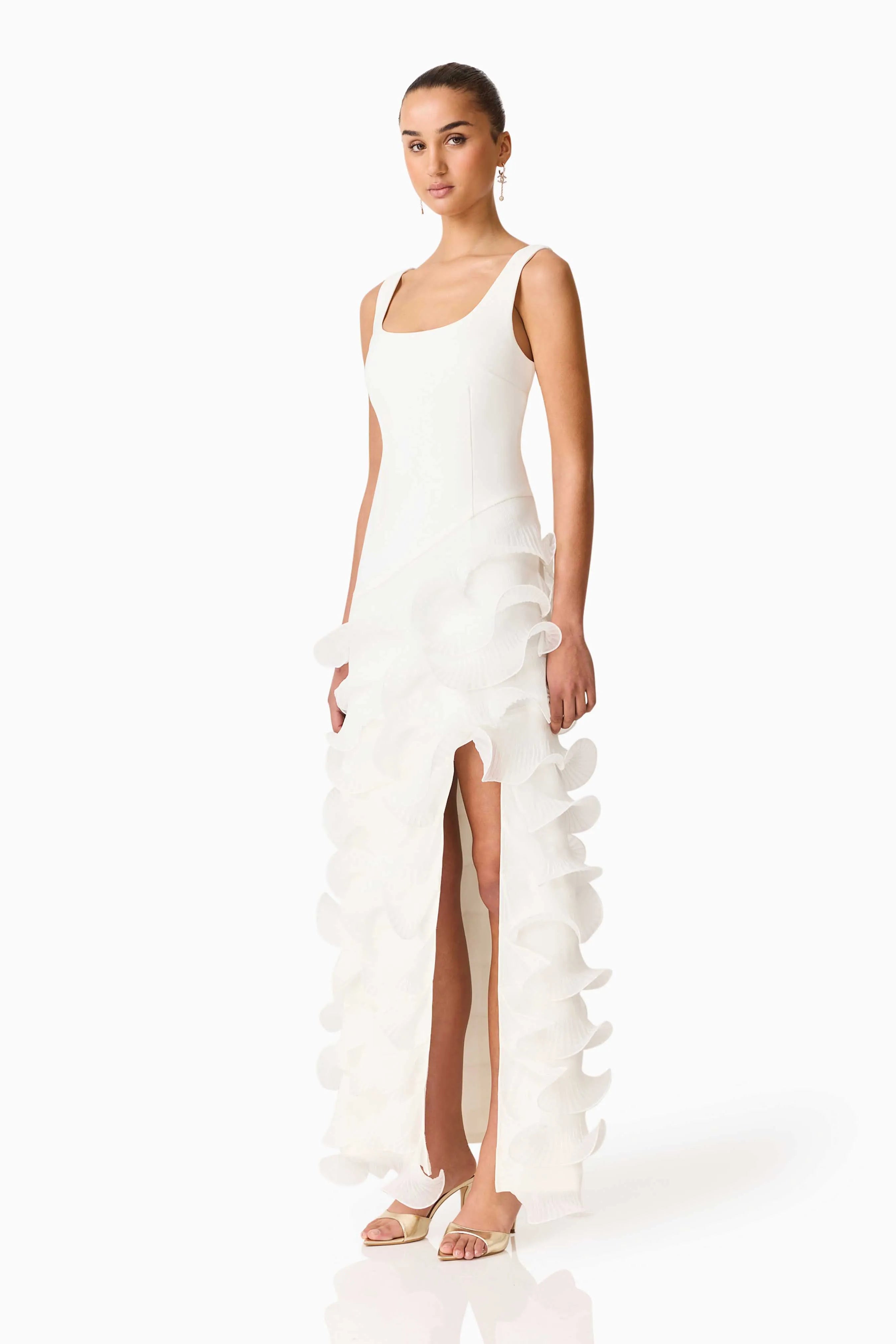 Veda Hi-Lo Maxi Dress in White