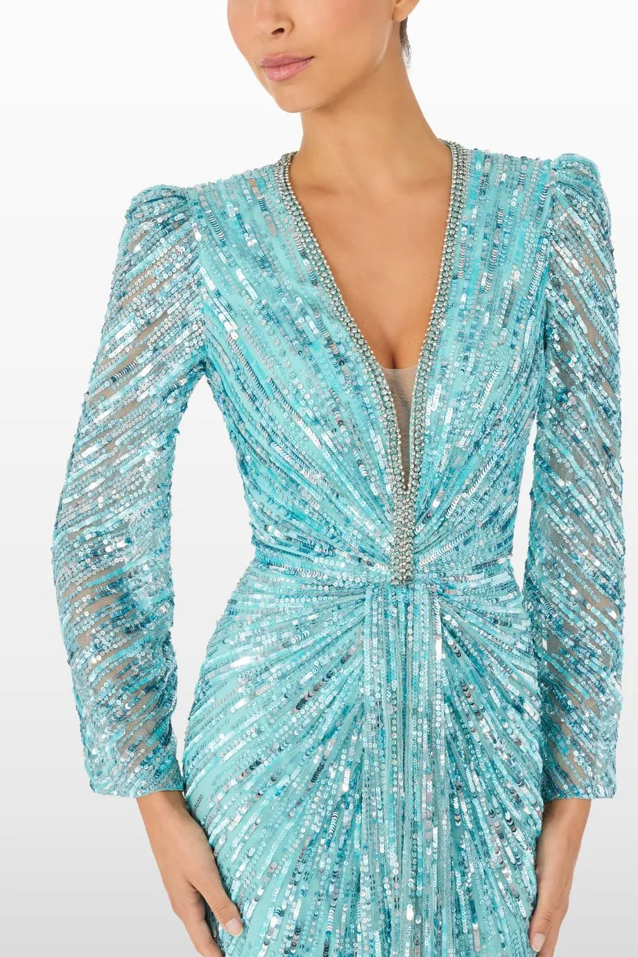 Darcy Embellished Evening Dress in Blue