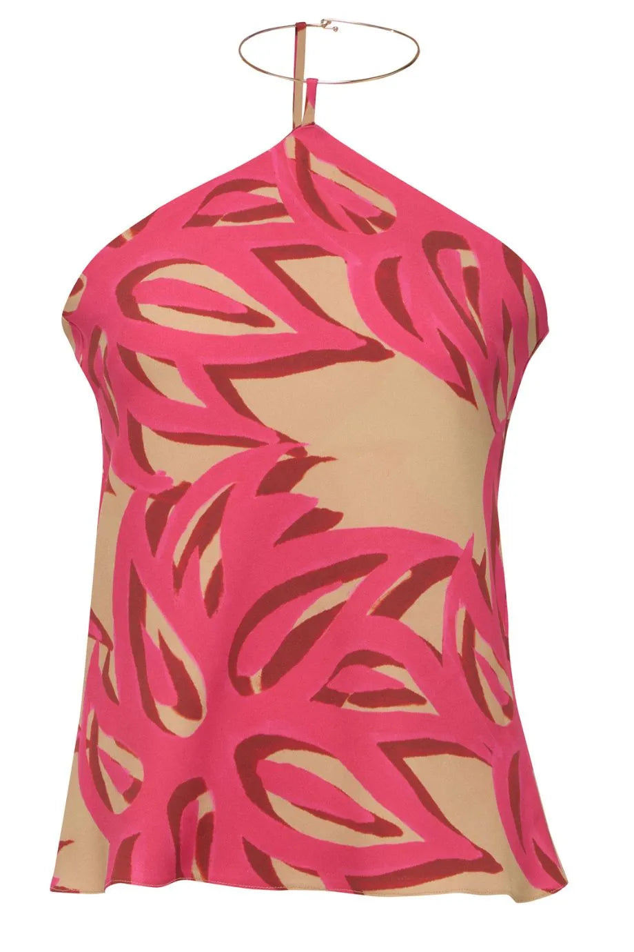 Ismene Sabra Sleeveless Silk Halter Neck Top in Pink