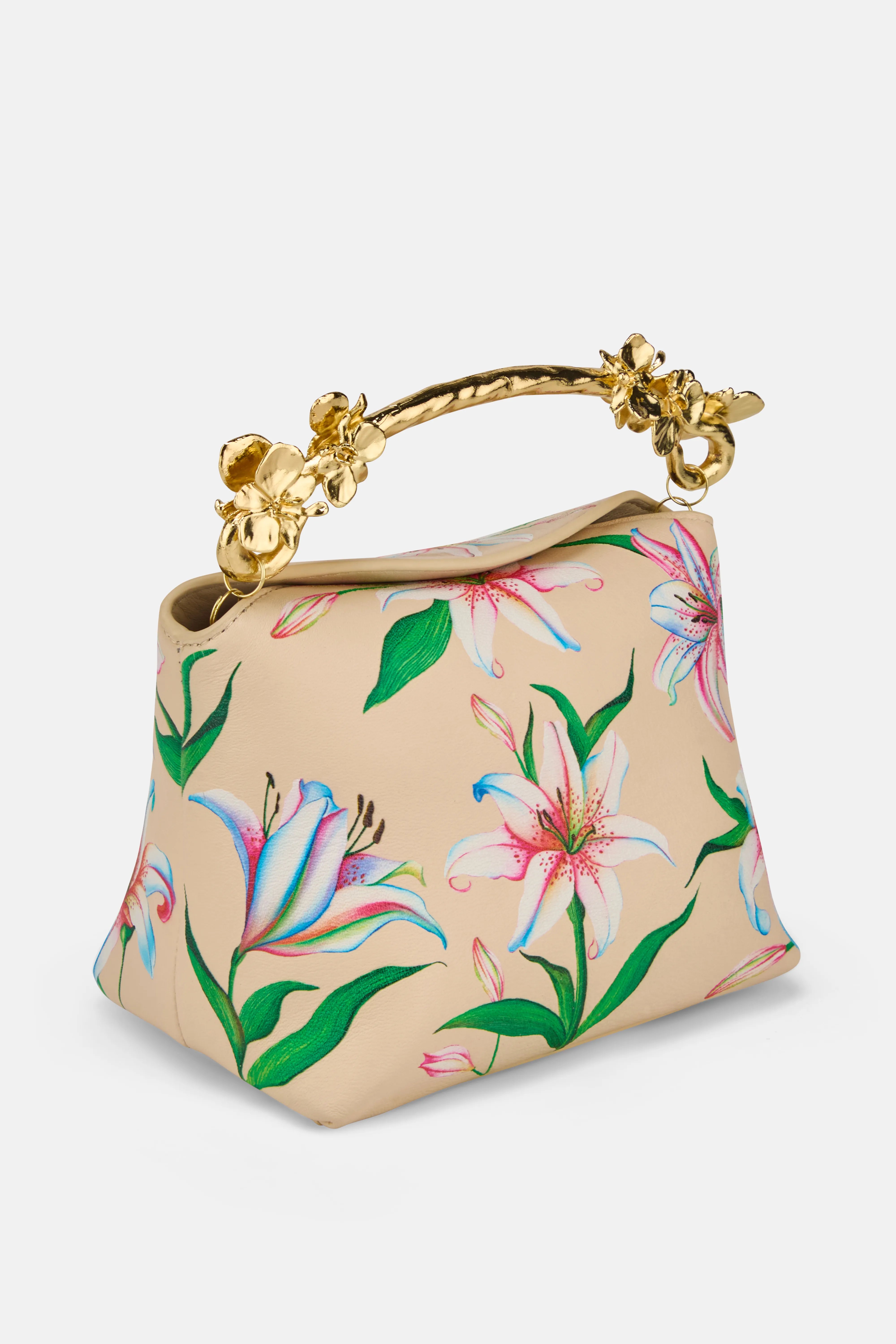 Sonnet Lily Garden Floral Top Handle Bag in White