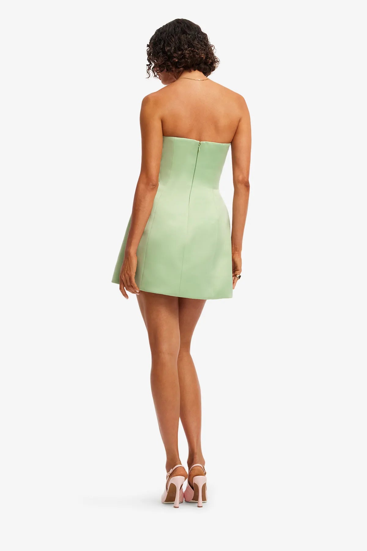 Roselle Cutout Bustier Strapless Floral Mini Dress in Green