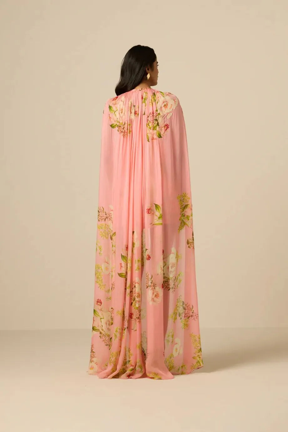 Lena Ruched Cape Mini Dress in Pink