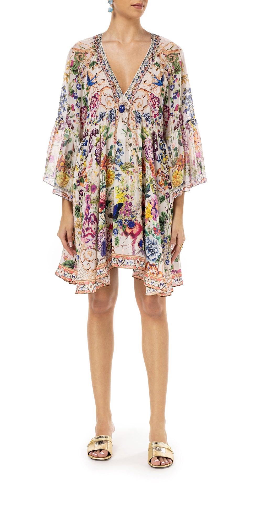 A Line Ruffle Sleeve Dress