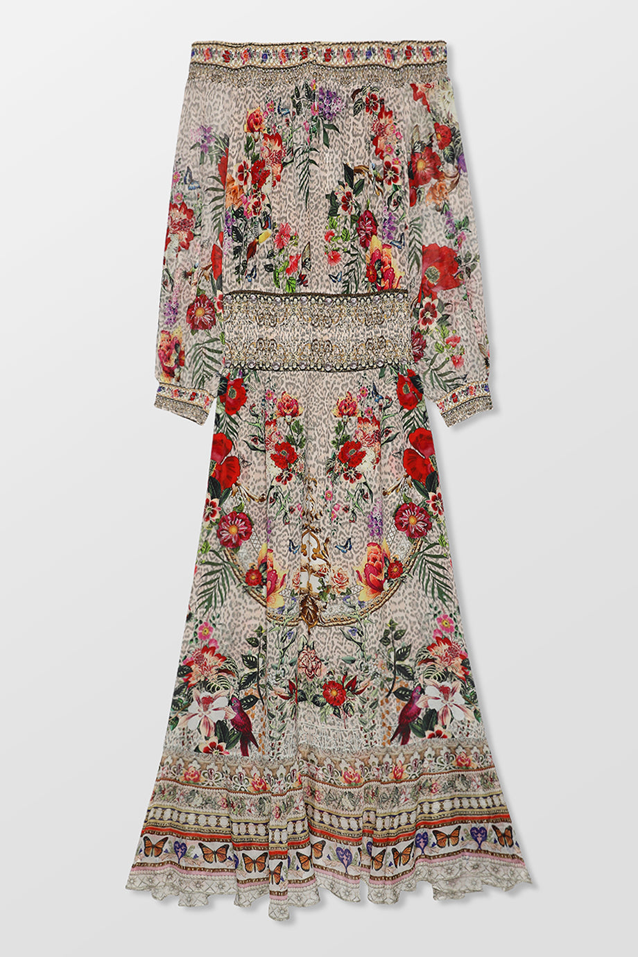 Off Shoulder Shirred Dress