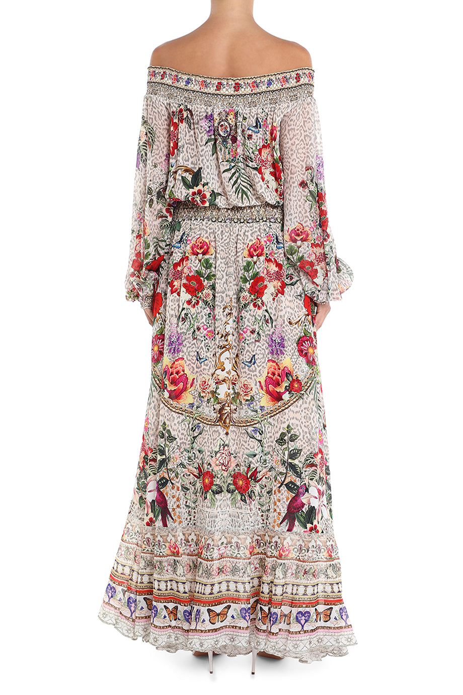 Off Shoulder Shirred Dress