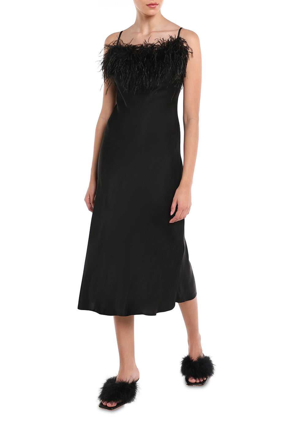 Feather Trim Boheme Slip Dress