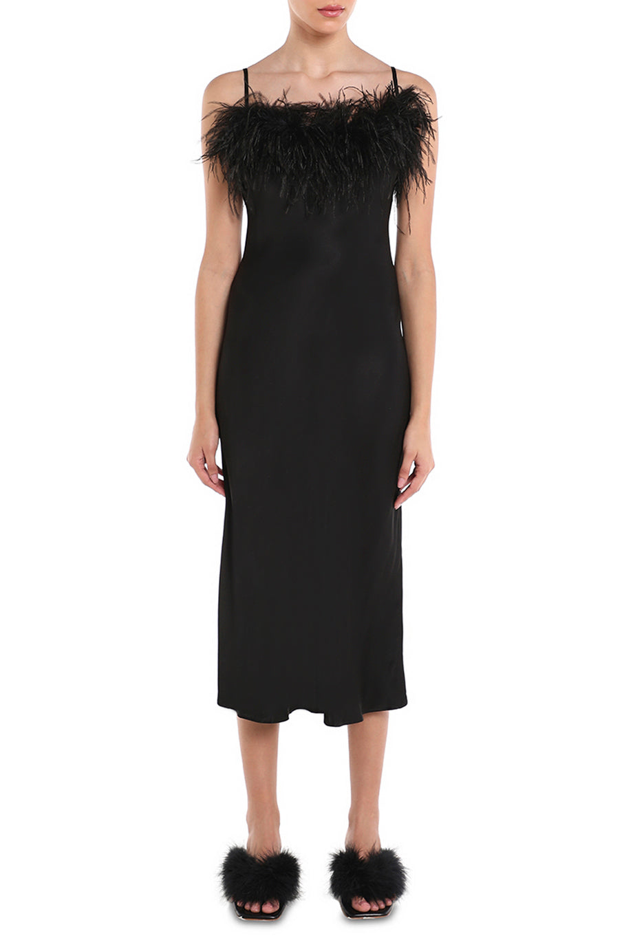 Feather Trim Boheme Slip Dress
