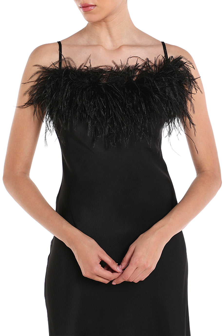 Feather Trim Boheme Slip Dress