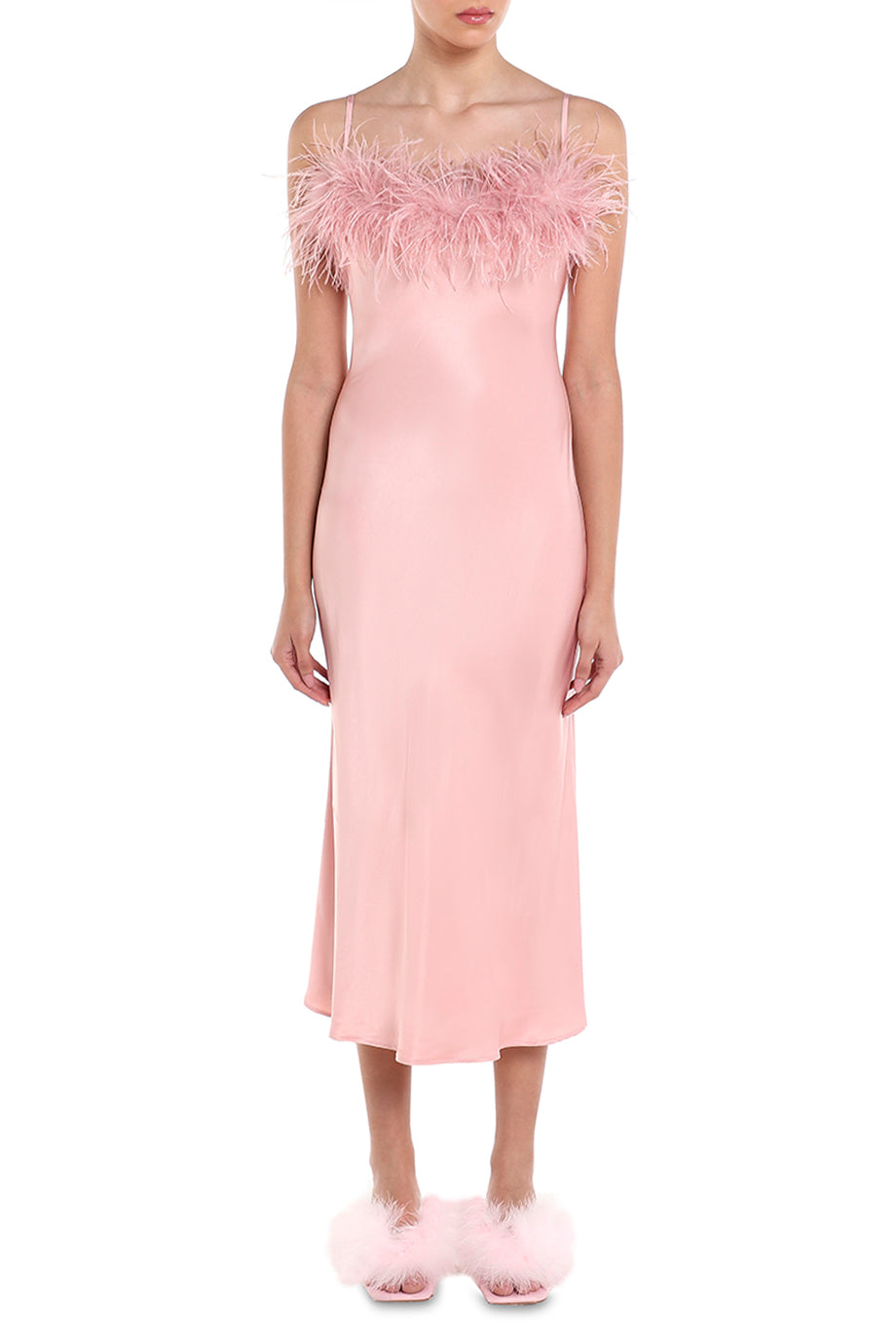 Feather Trim Boheme Slip Dress