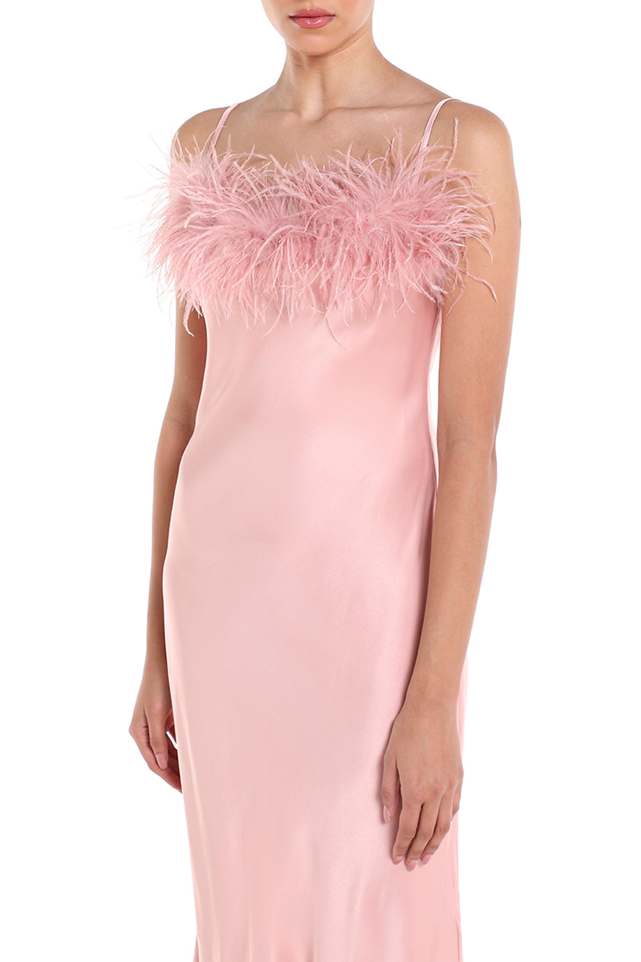 Feather Trim Boheme Slip Dress
