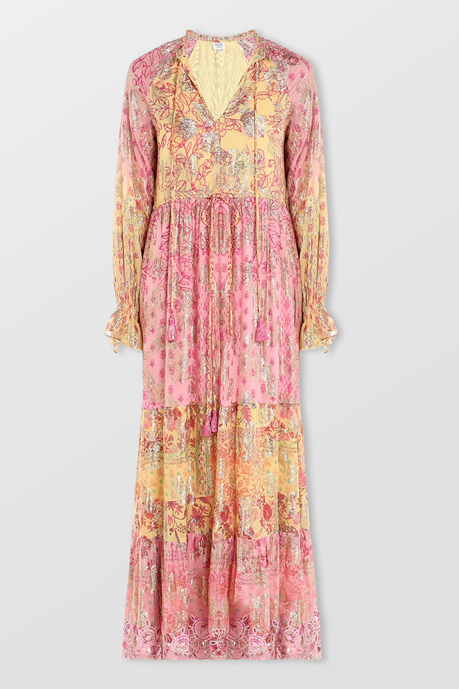Suki Pink Viscose Lurex Long Dress