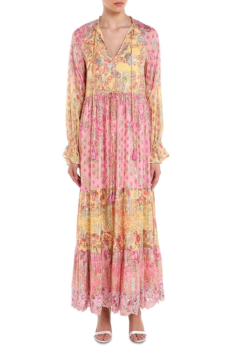 Suki Pink Viscose Lurex Long Dress