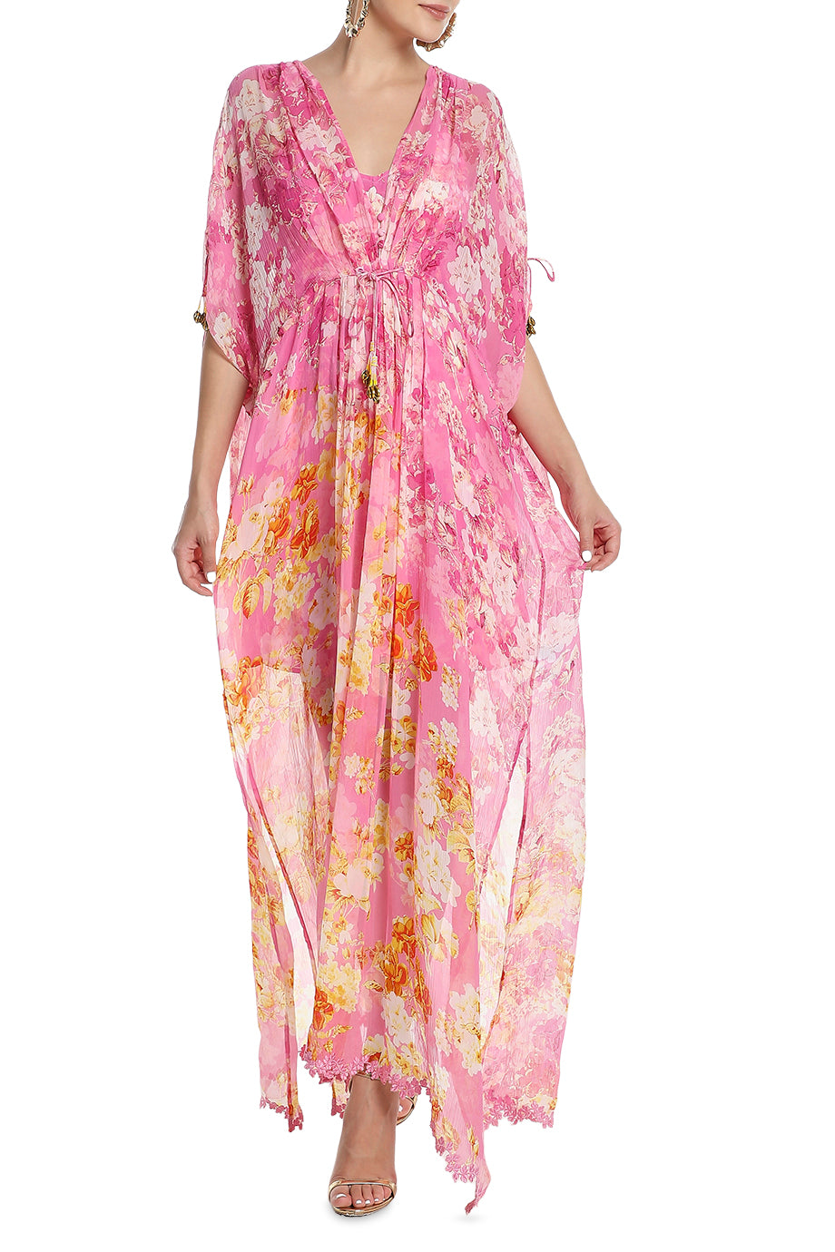 Auril Kaftan With Printed Slip