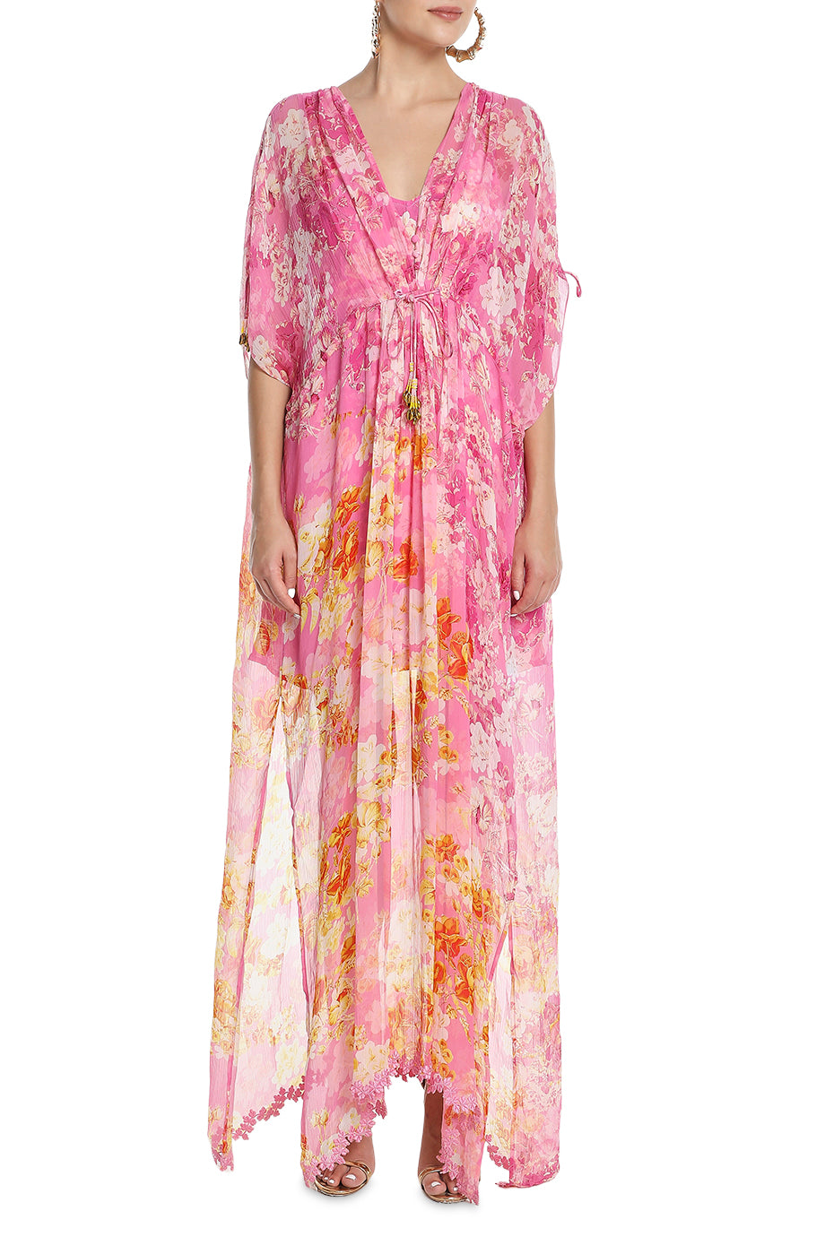 Auril Kaftan With Printed Slip