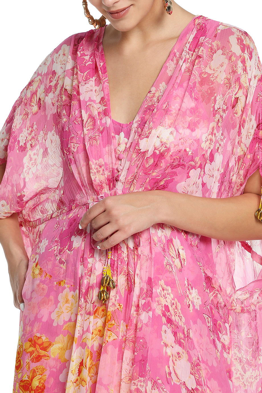 Auril Kaftan With Printed Slip