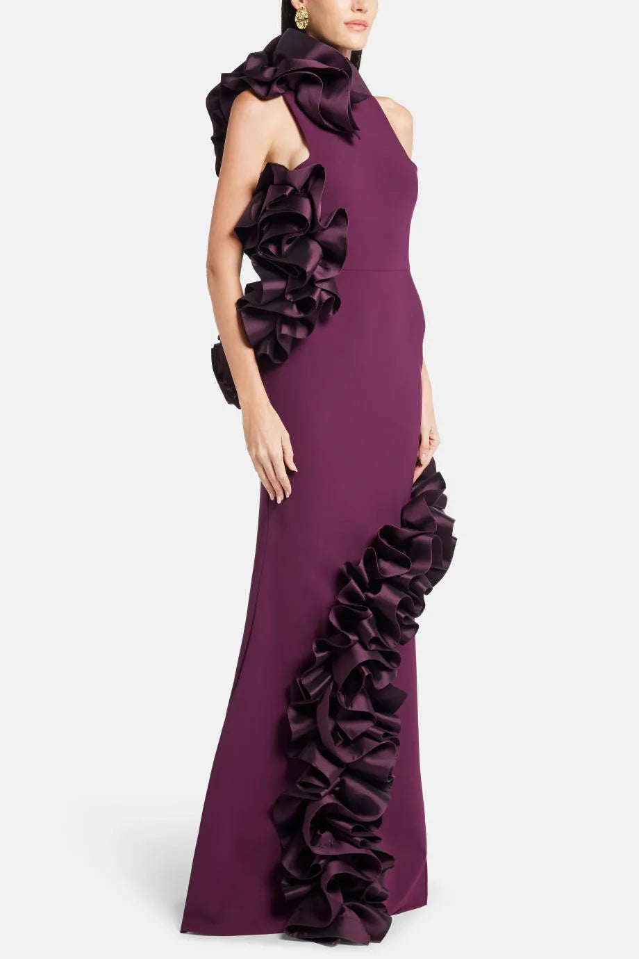 Ruffle Applique Evening Gown