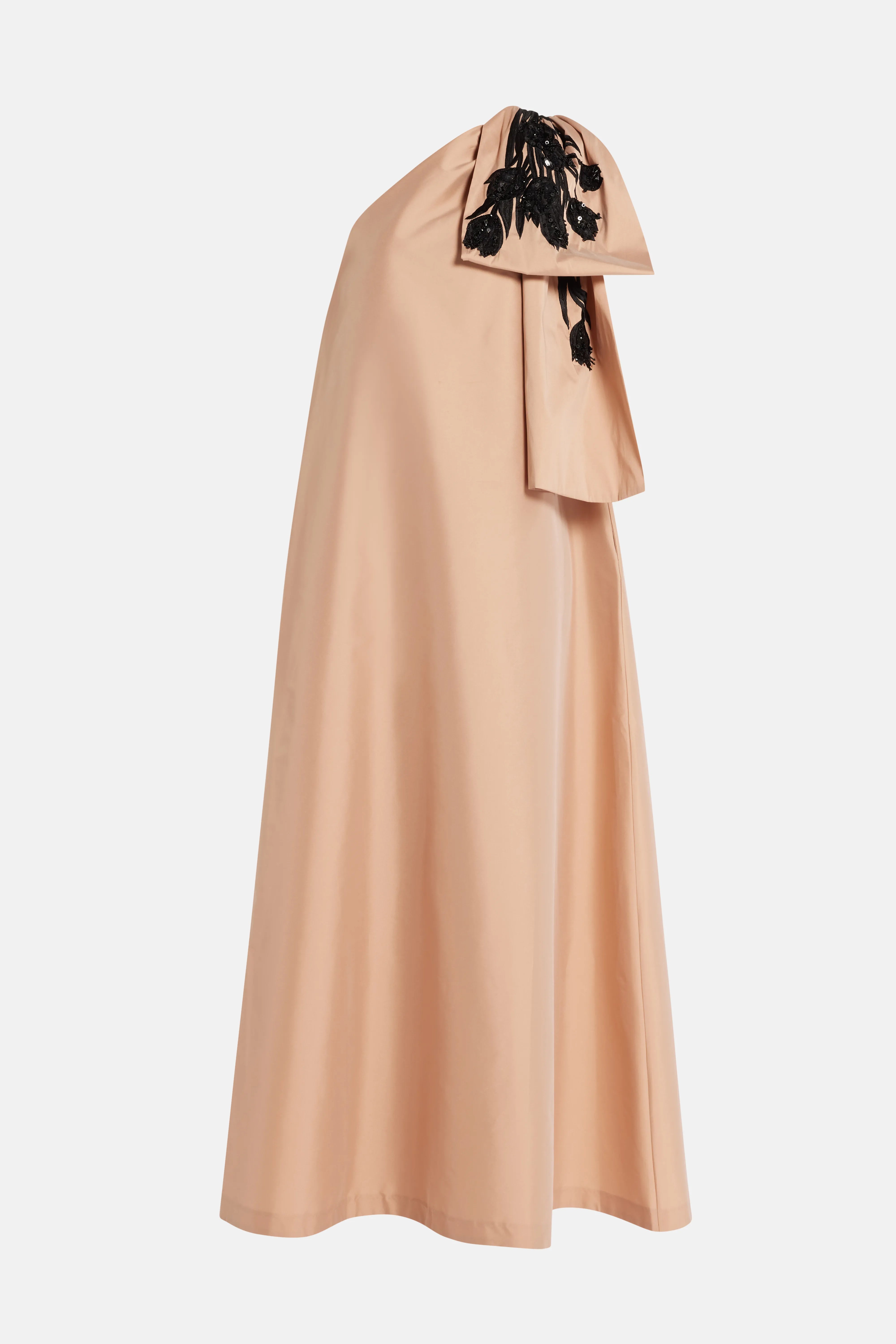 Winnie One Shoulder Embroidered Maxi Dress in Beige