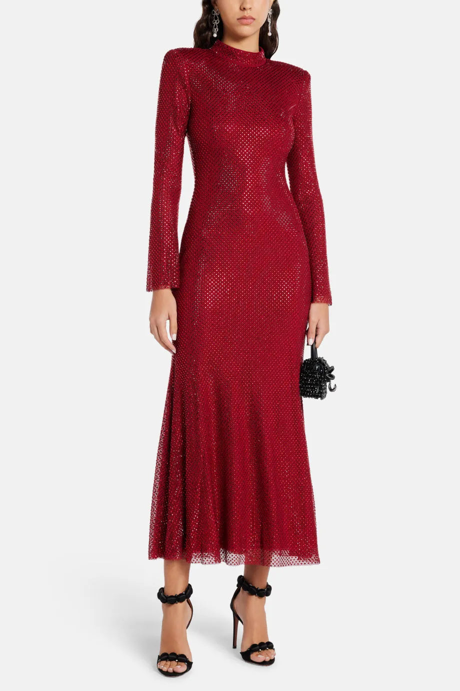 Rhinestone Fishnet Evening Dress