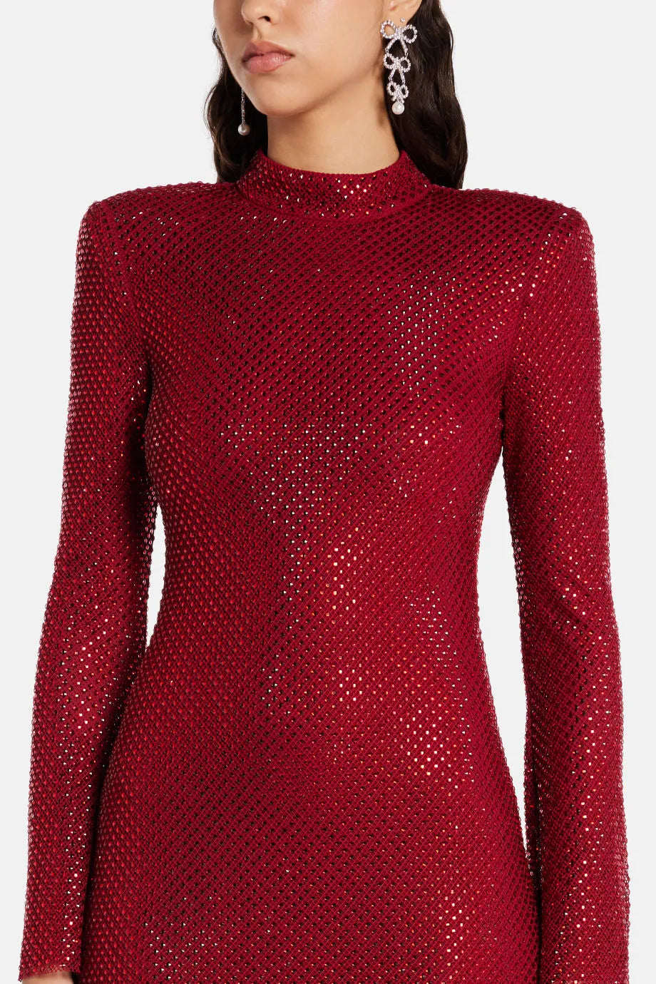 Rhinestone Fishnet Evening Dress