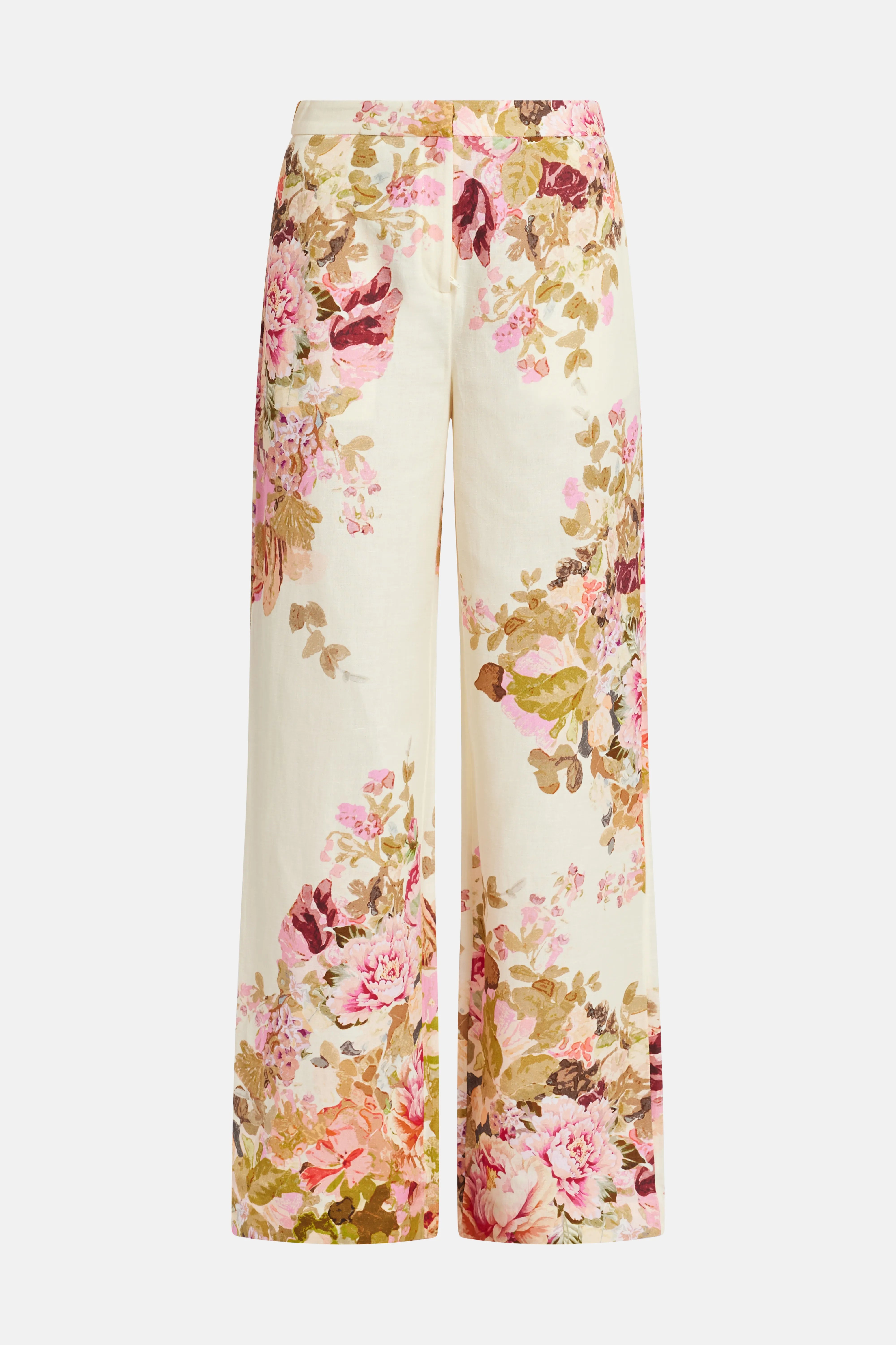 Sama Floral Cotton Flared Pants in Ivory