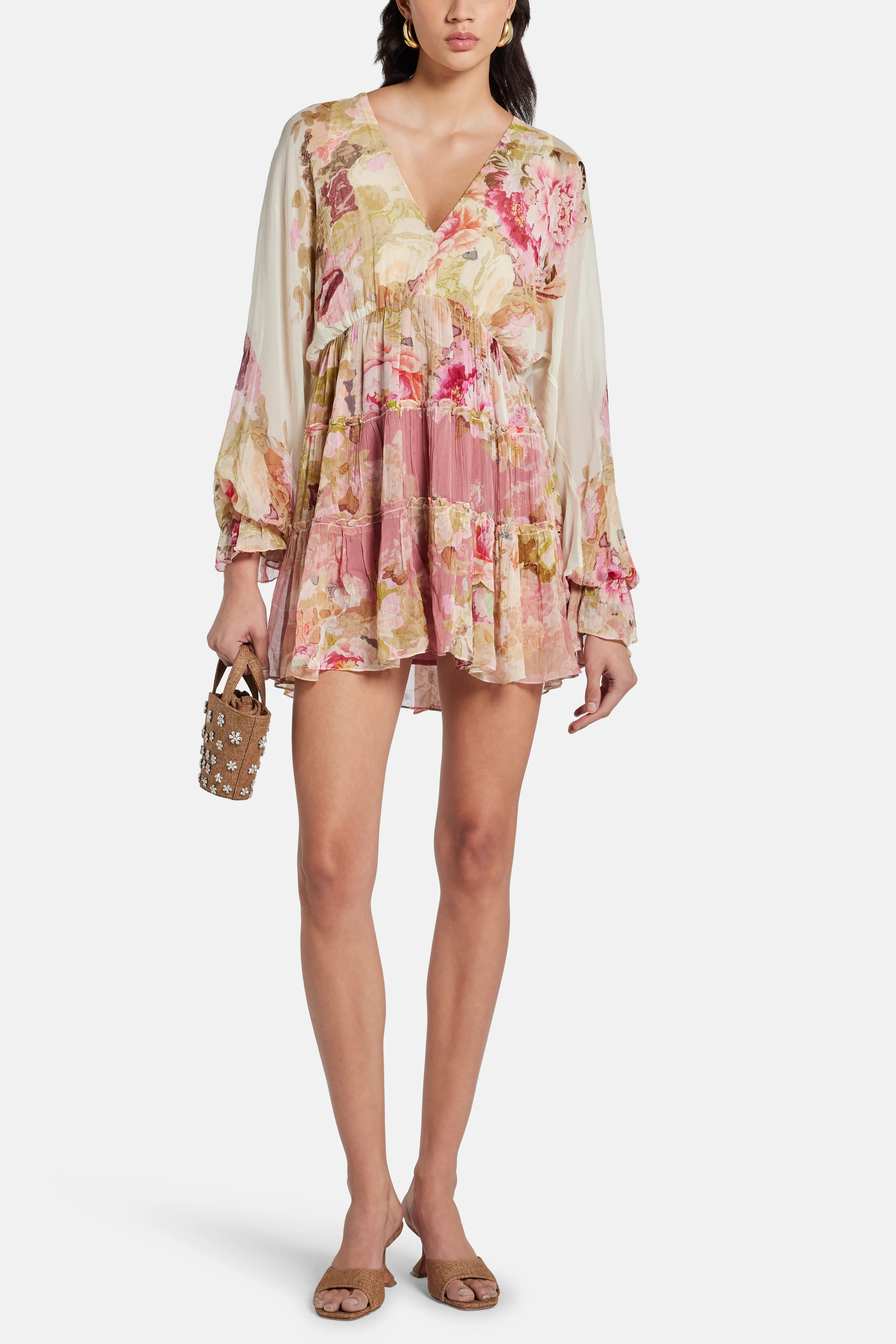 Sama Floral Mini Dress in Ivory