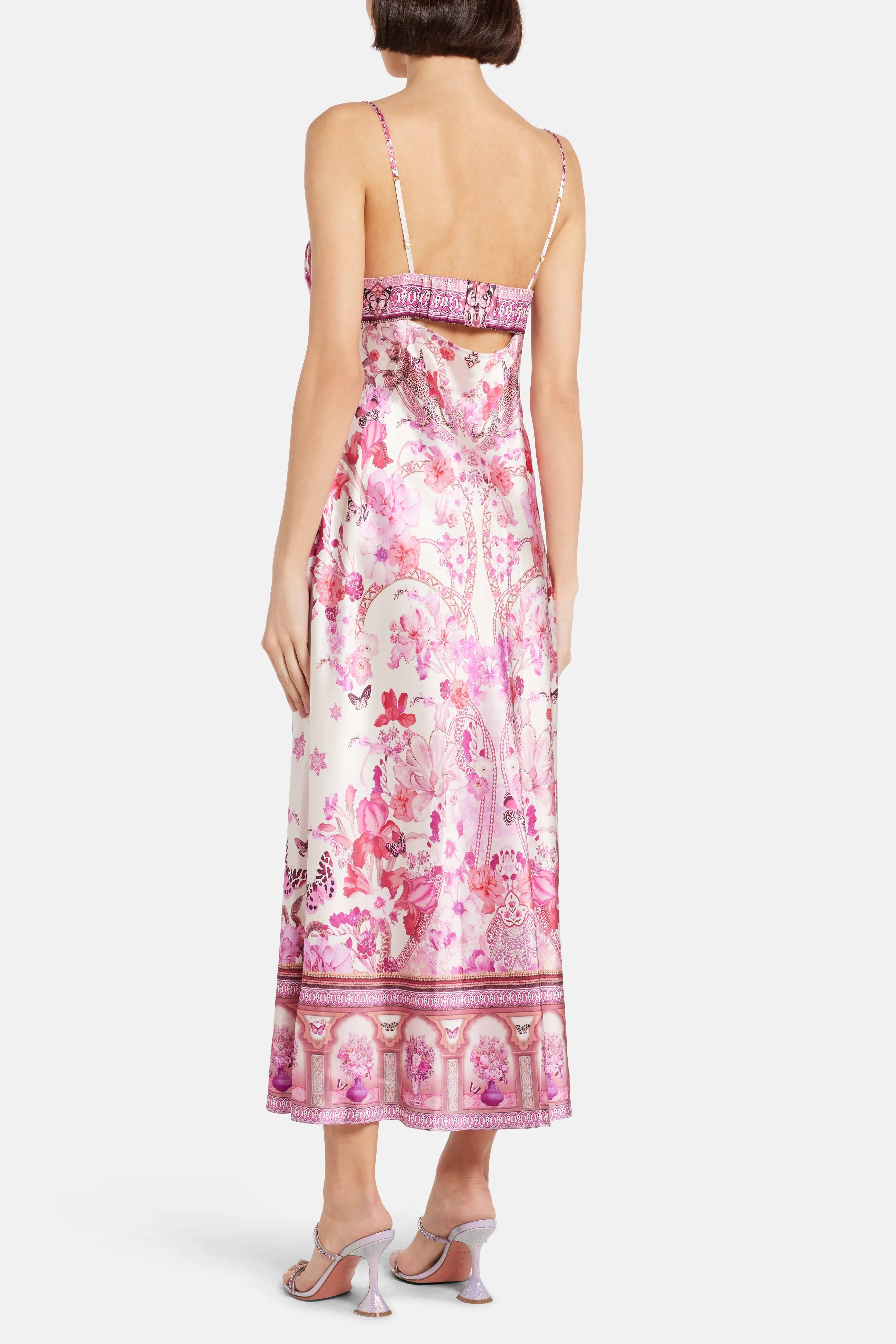 Gathered Bodice Bias Maxi Dress