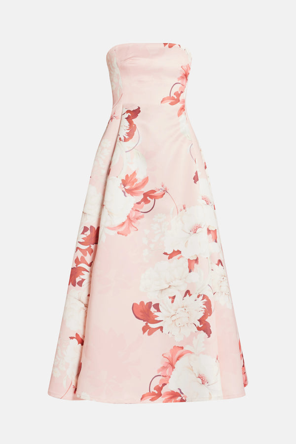 Nora Bustier Floral Maxi Dress