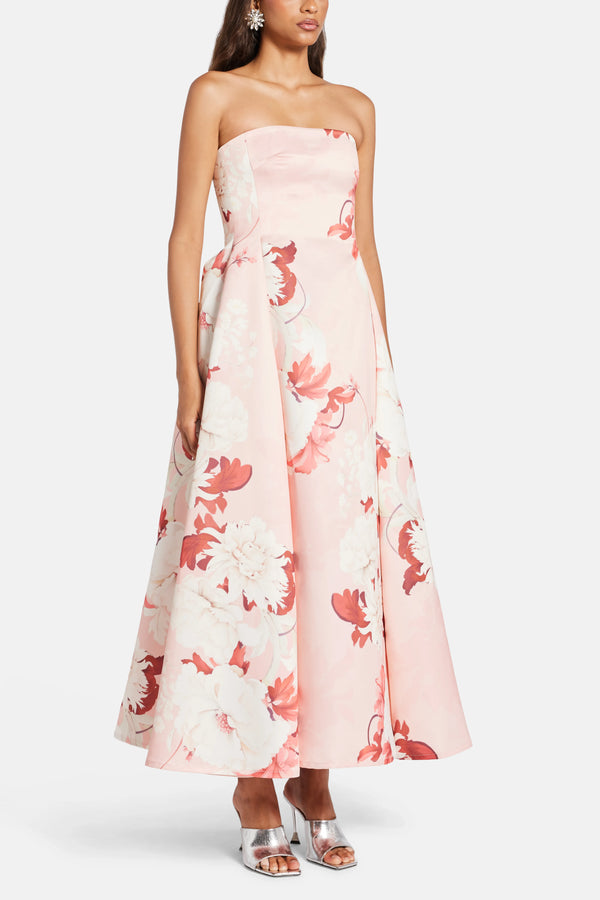 Nora Bustier Floral Maxi Dress