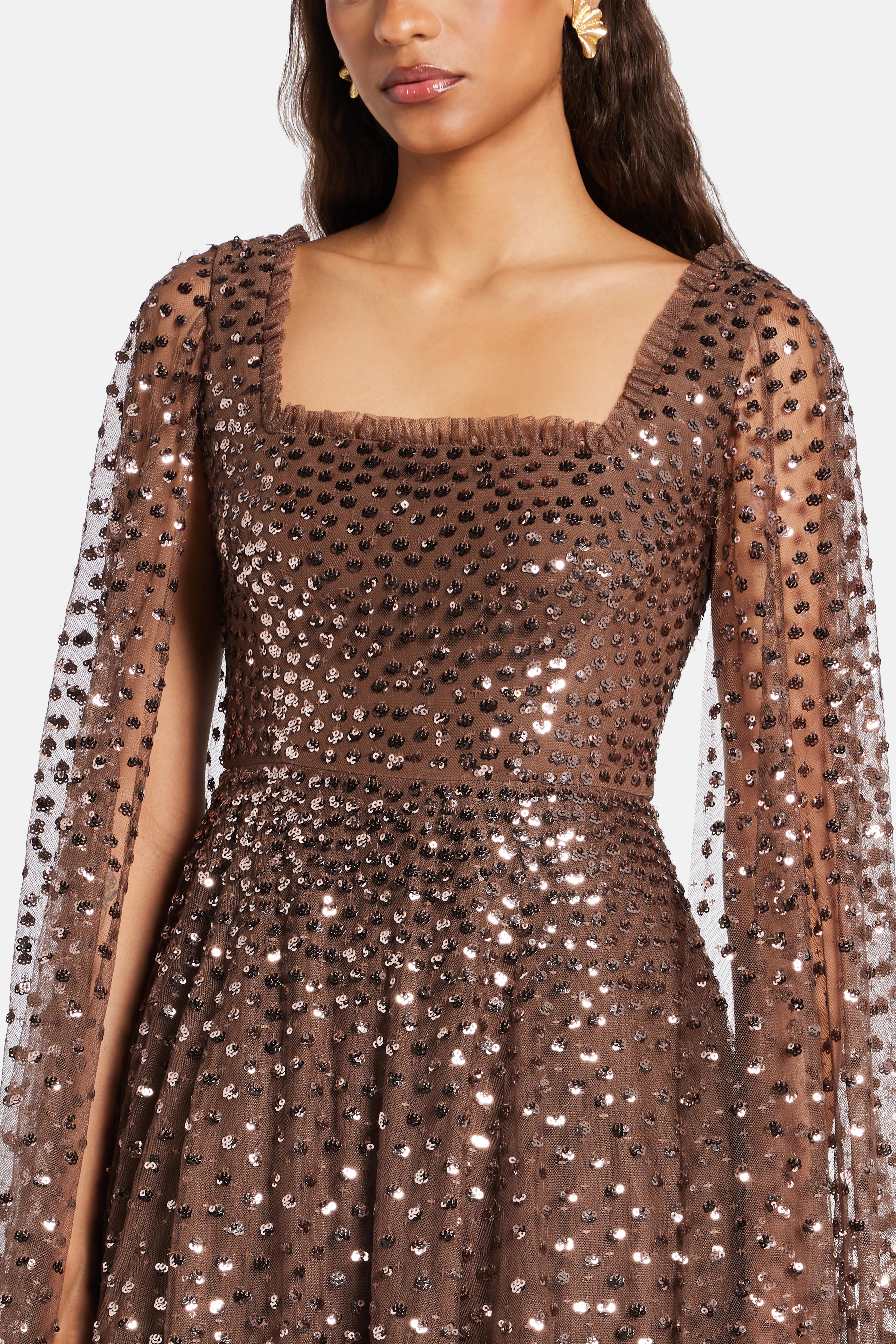 Scatter Dot Cape Evening Dress