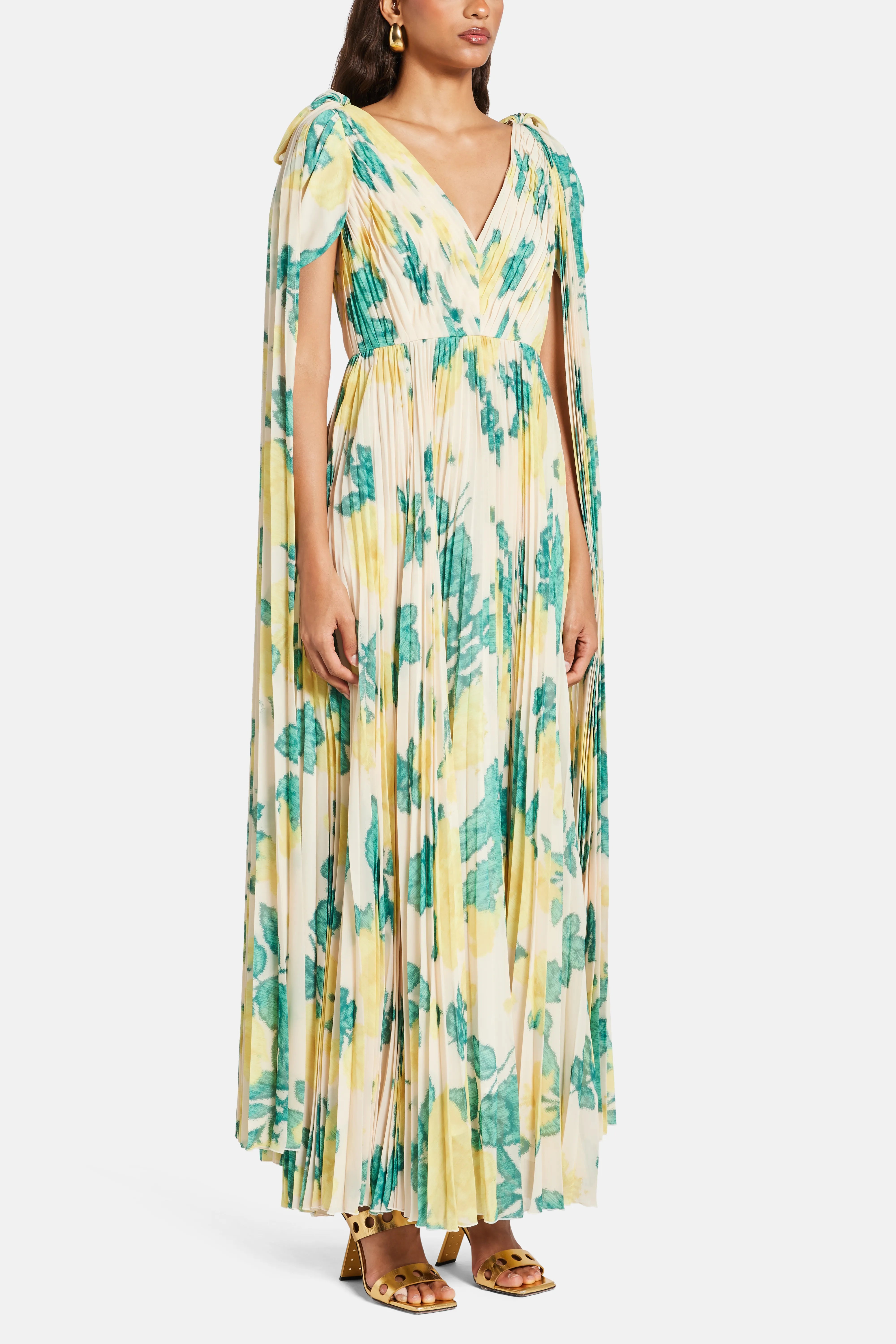 Printed Maxi Dress With Exposed Shoulder