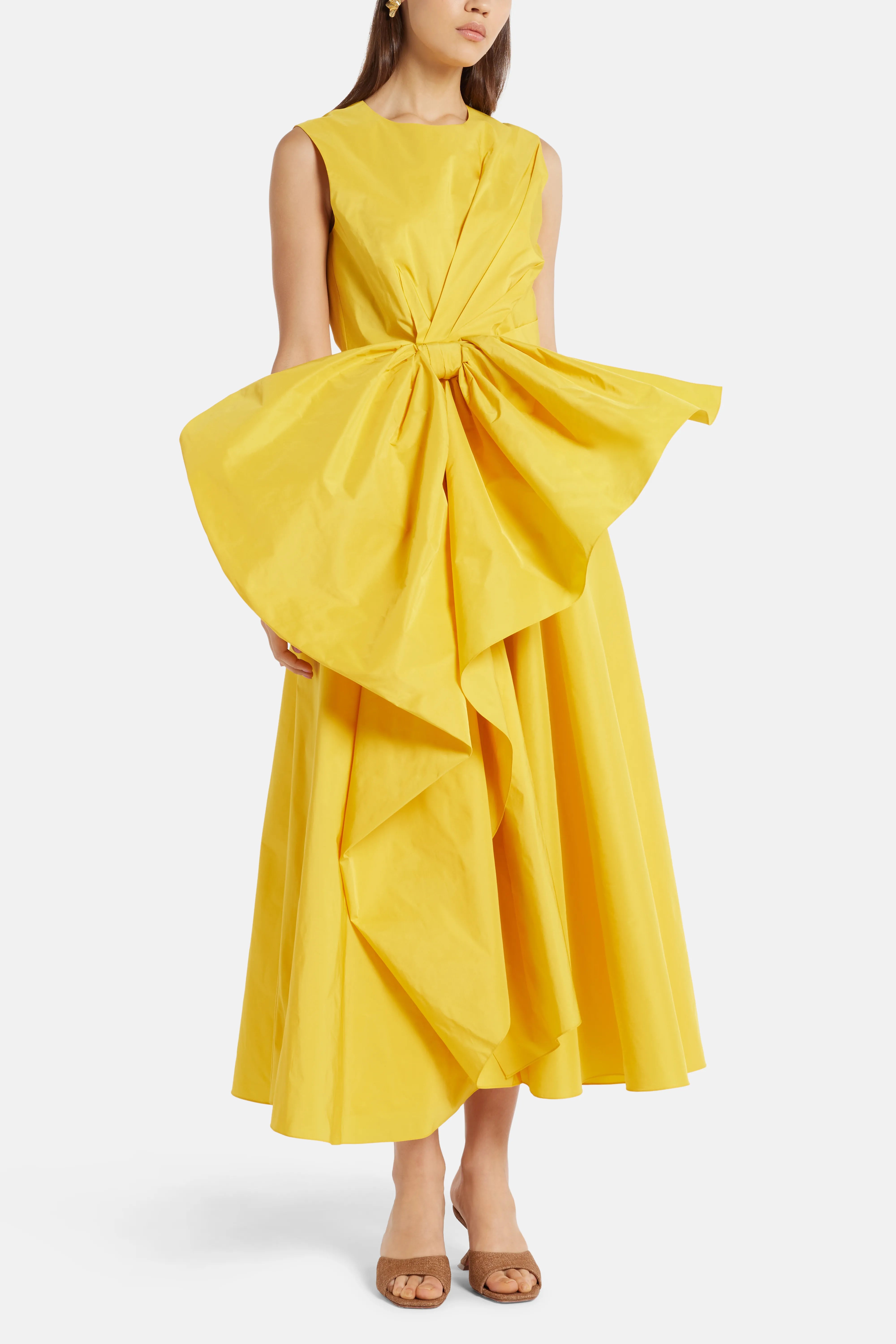 Nura Taffeta Bow Maxi Dress in Yellow