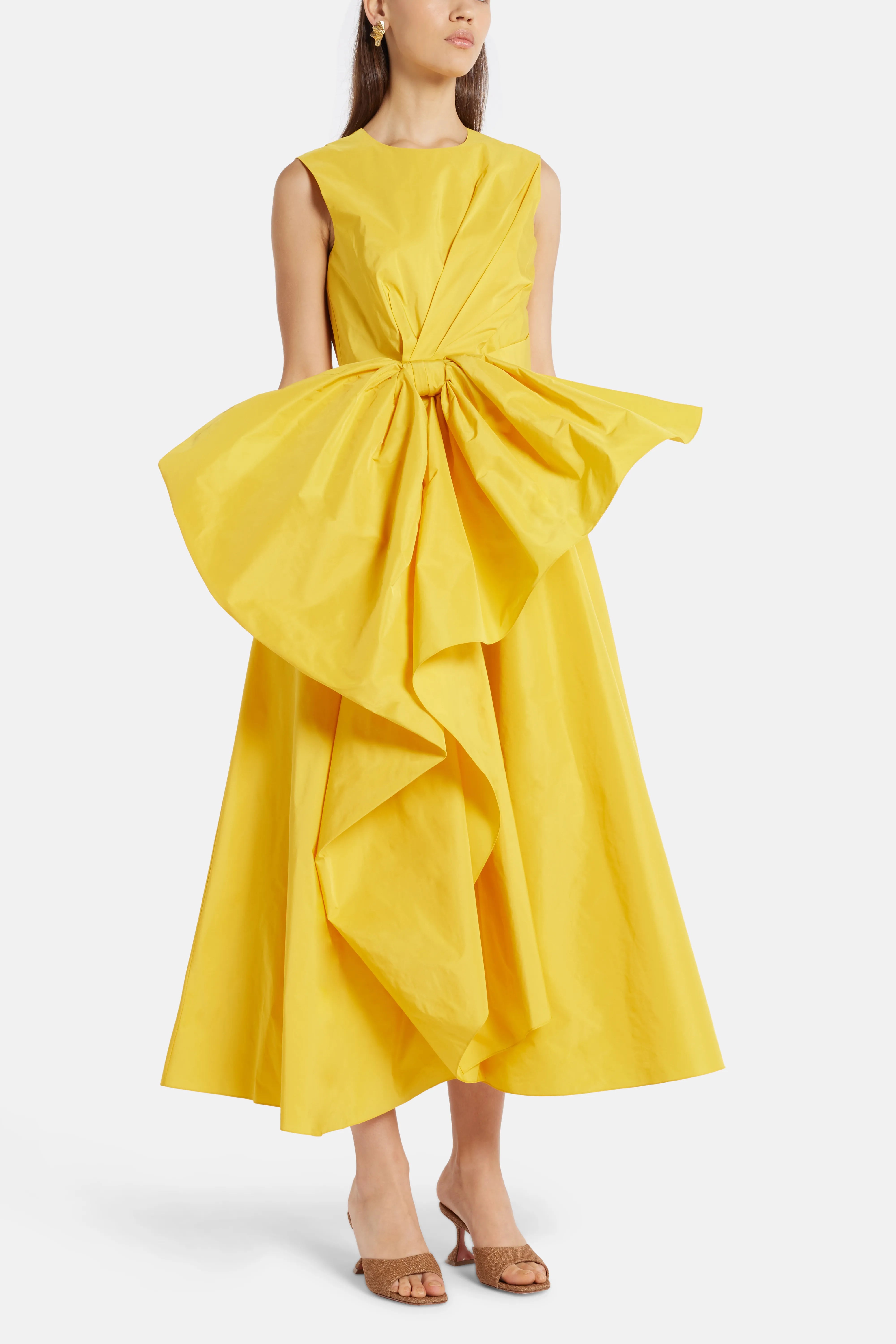 Nura Taffeta Bow Maxi Dress in Yellow