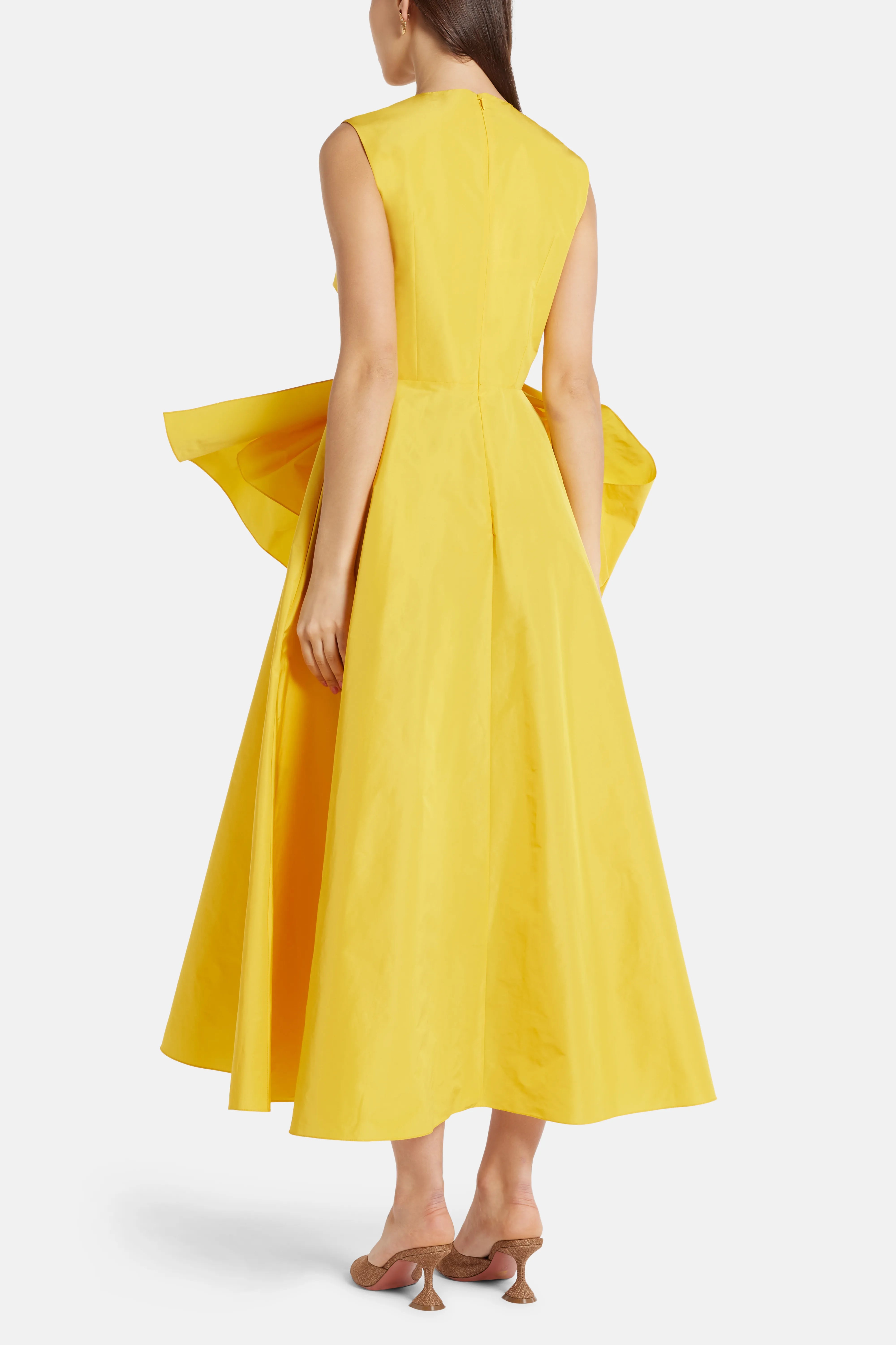 Nura Taffeta Bow Maxi Dress in Yellow