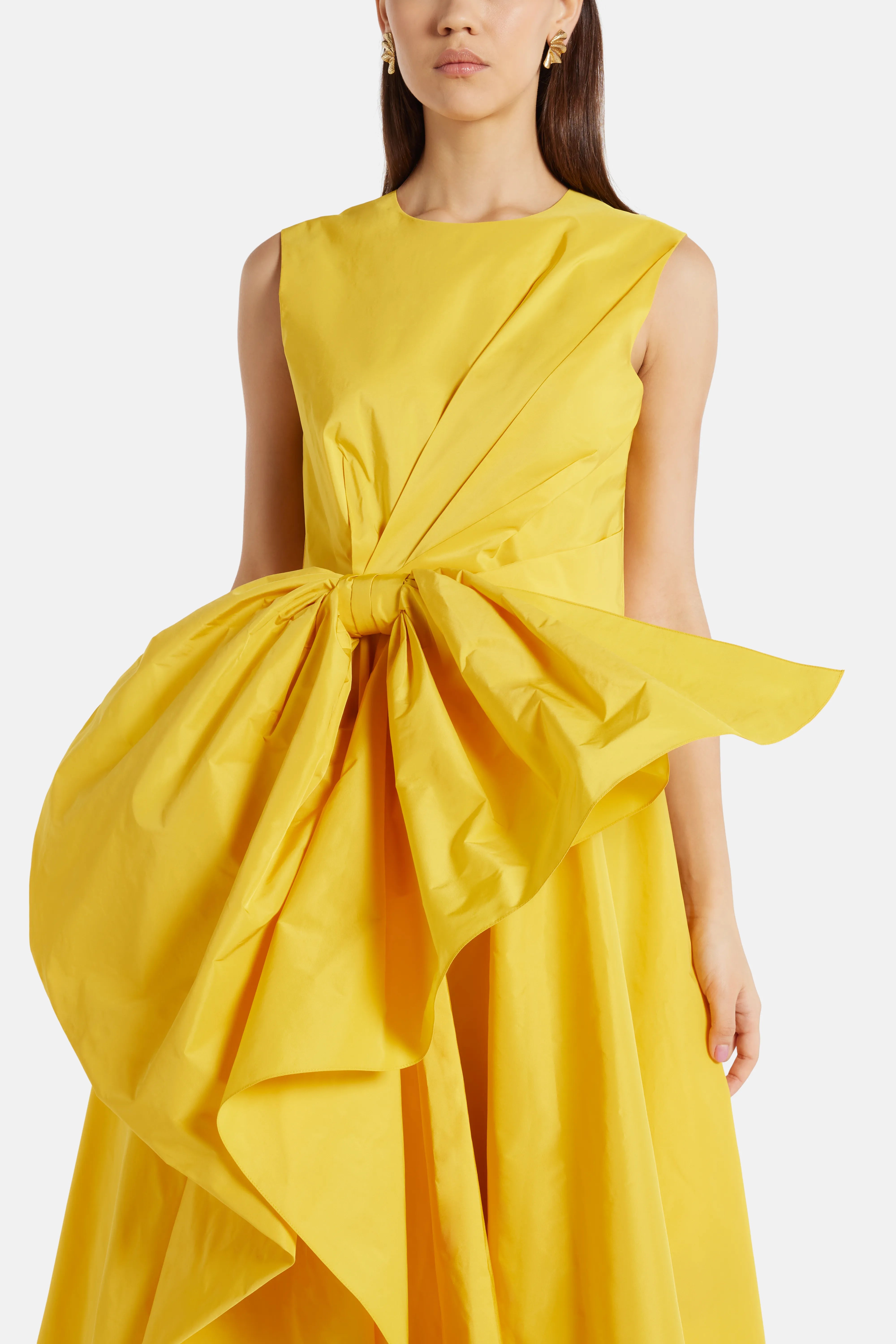 Nura Taffeta Bow Maxi Dress in Yellow