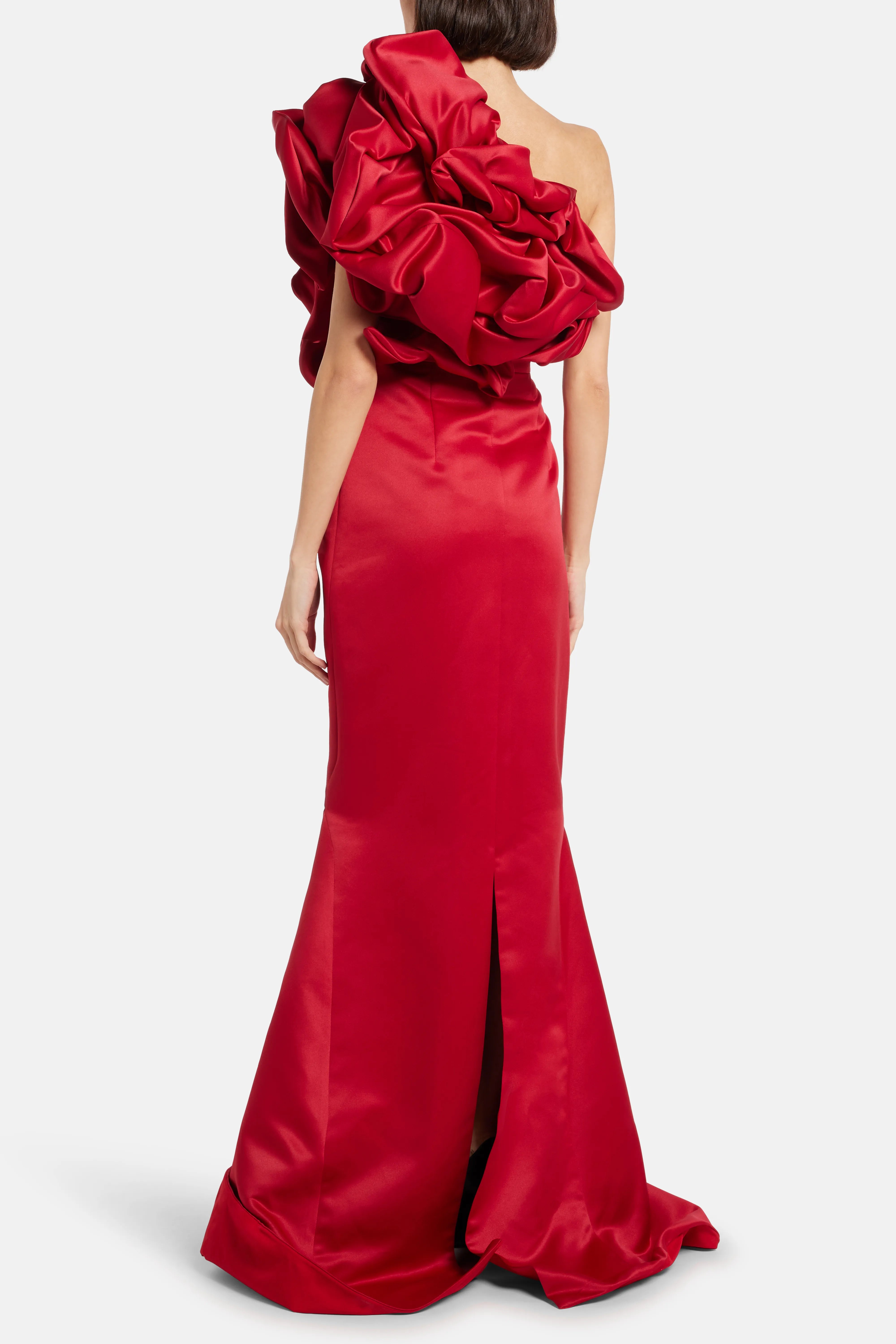 Structured Satin One Shoulder Evening Dress